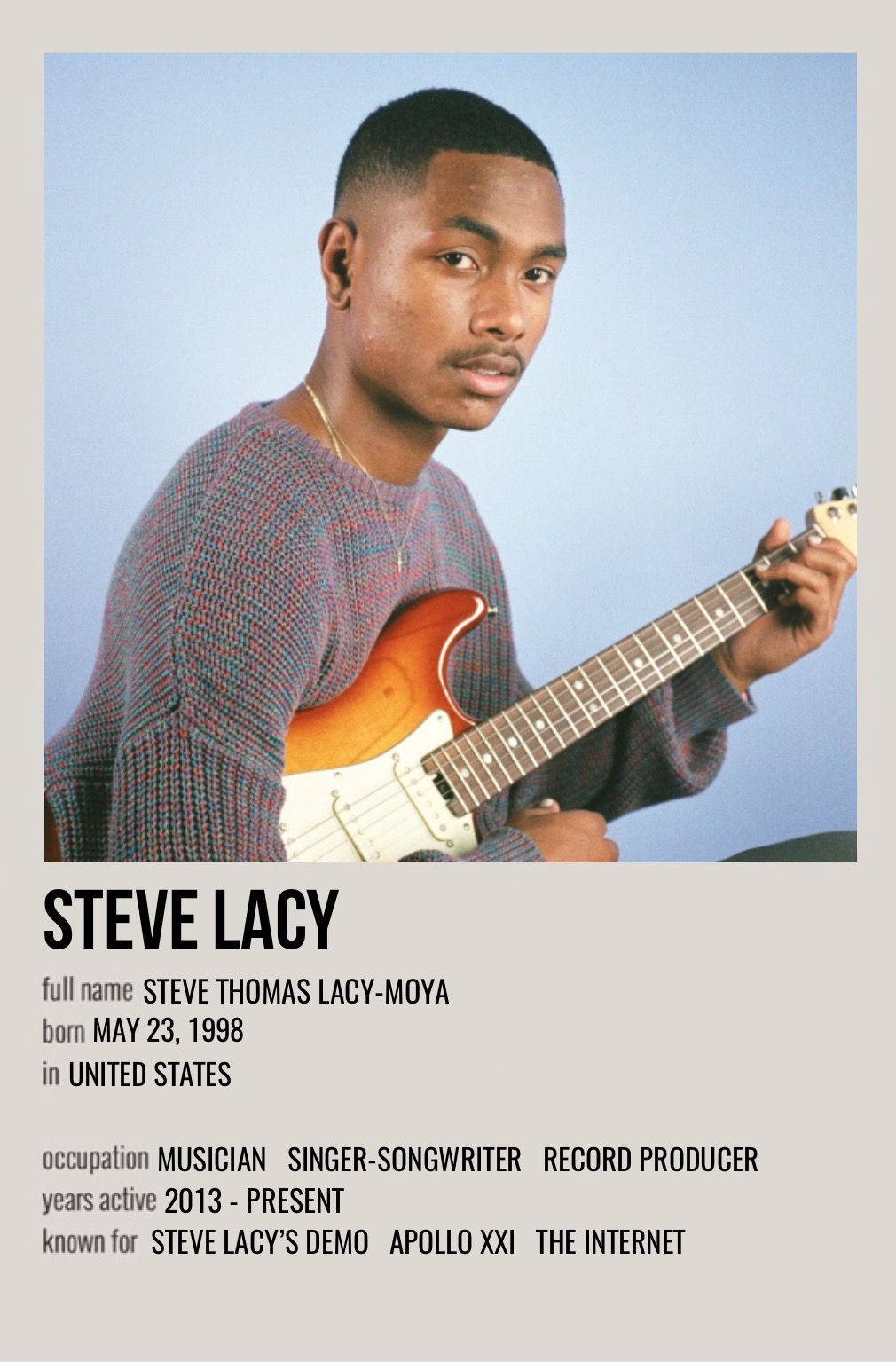 Steve Lacy, knit sweater, sunburst electric guitar, HD Phone Wallpaper