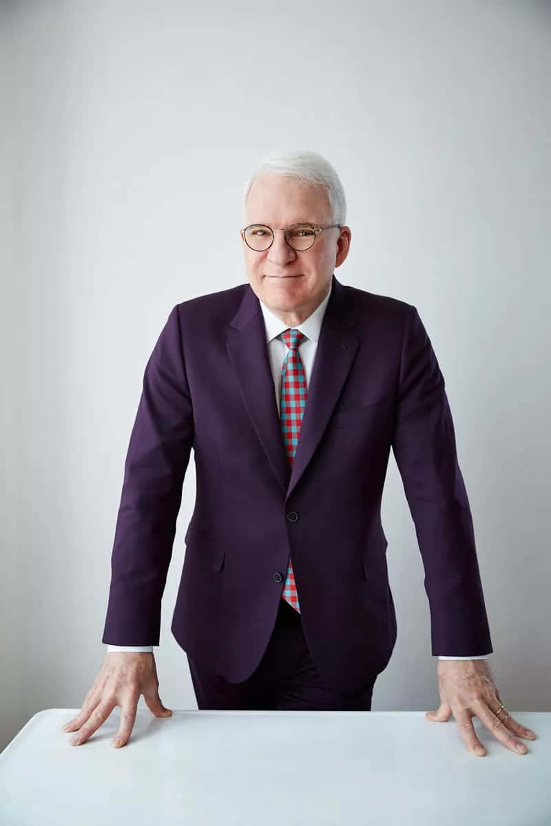 Steve Martin, purple suit, red checkered tie, SD Phone Wallpaper