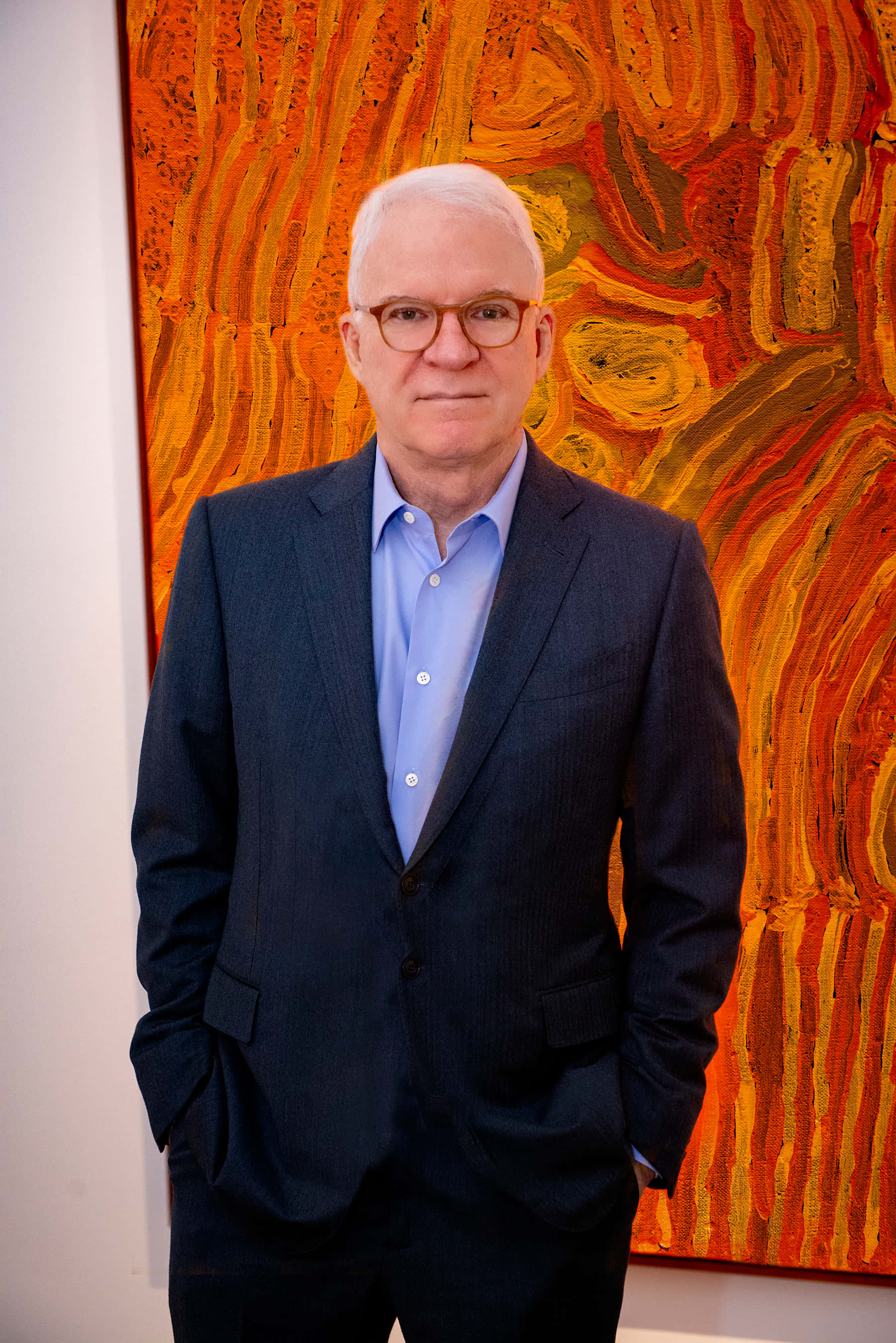 Steve Martin, dark suit, glasses, 2K Phone Wallpaper
