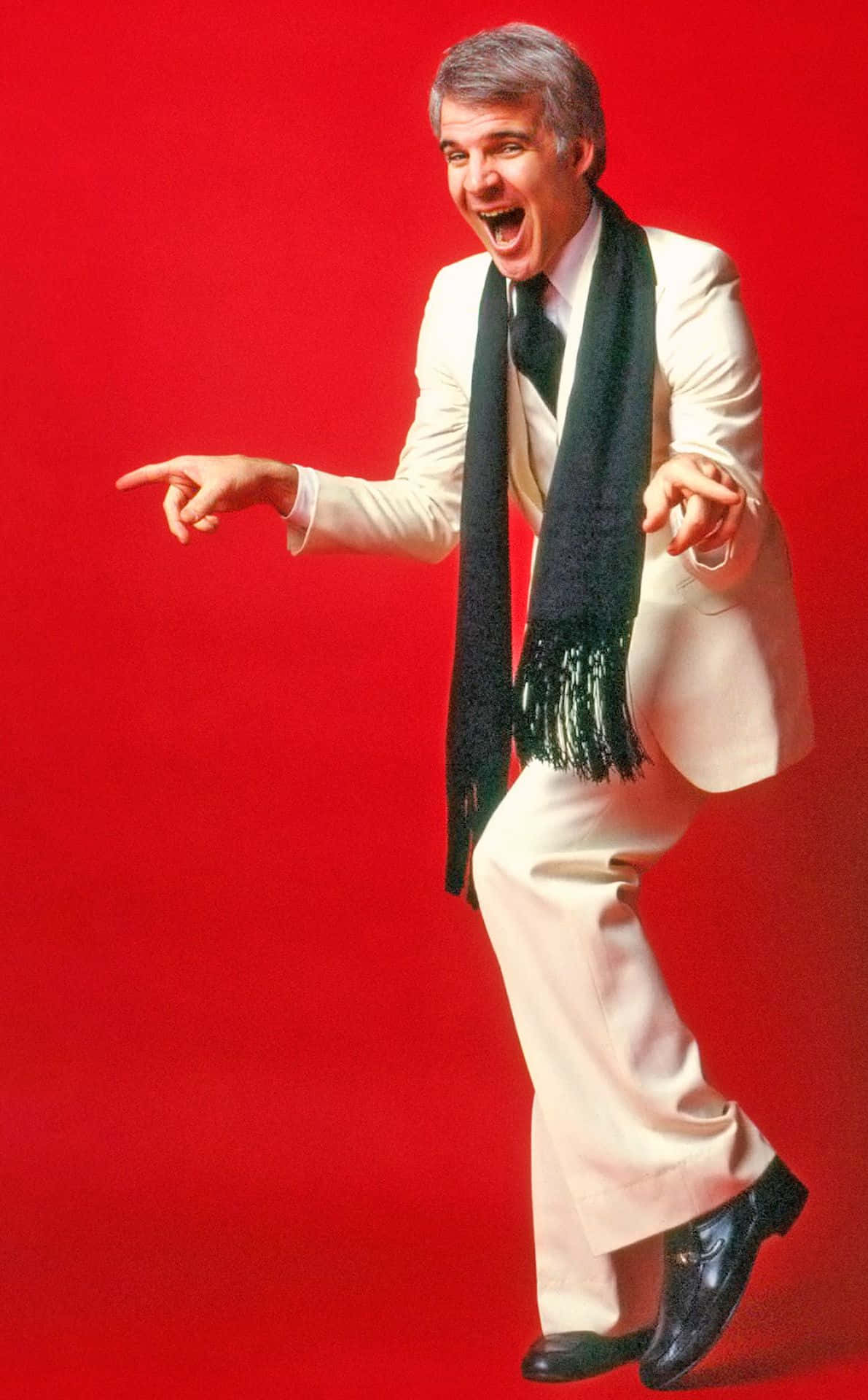 Steve Martin, white suit, black scarf, Full HD Phone Wallpaper