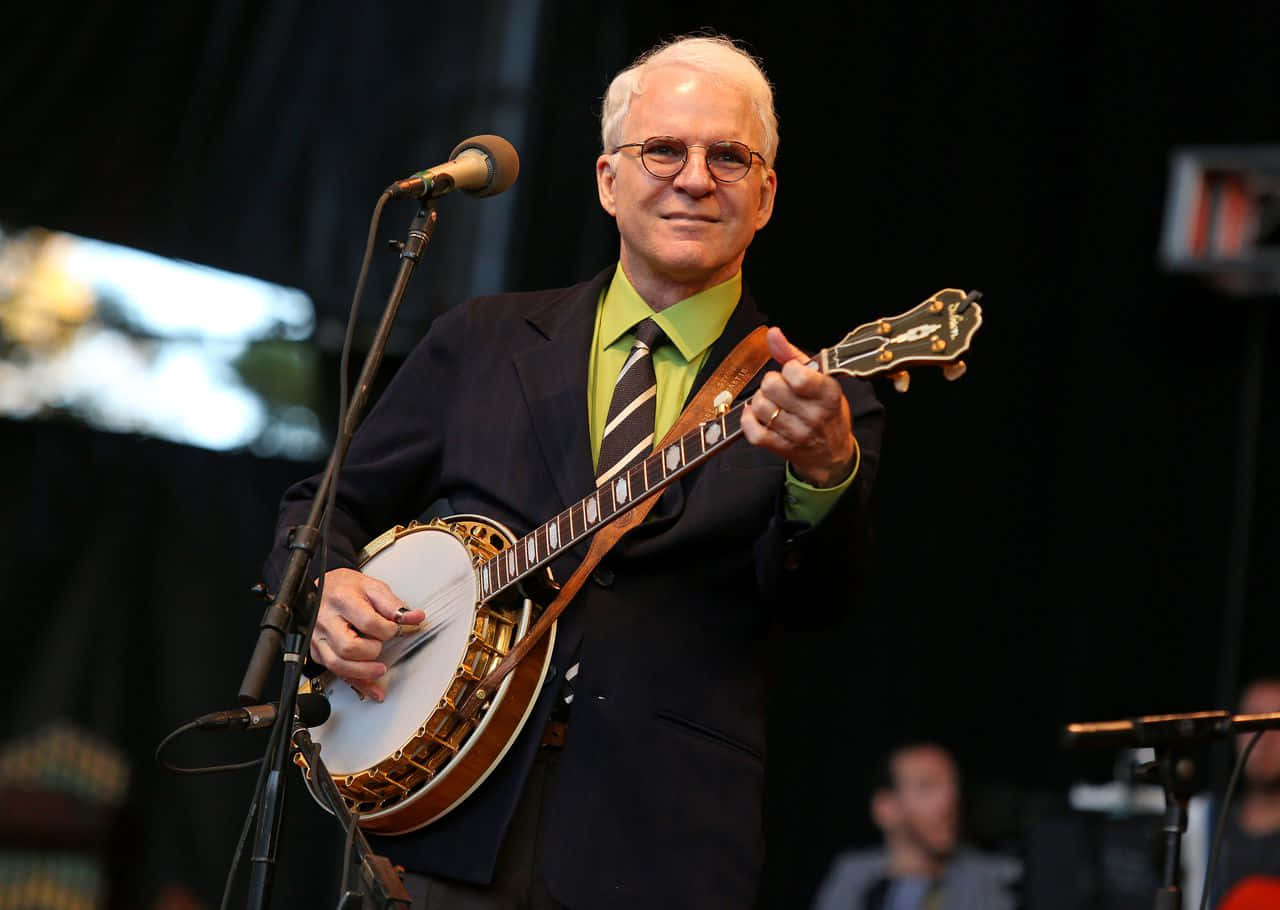 Steve Martin, banjo, dimly lit stage, HD Desktop Wallpaper