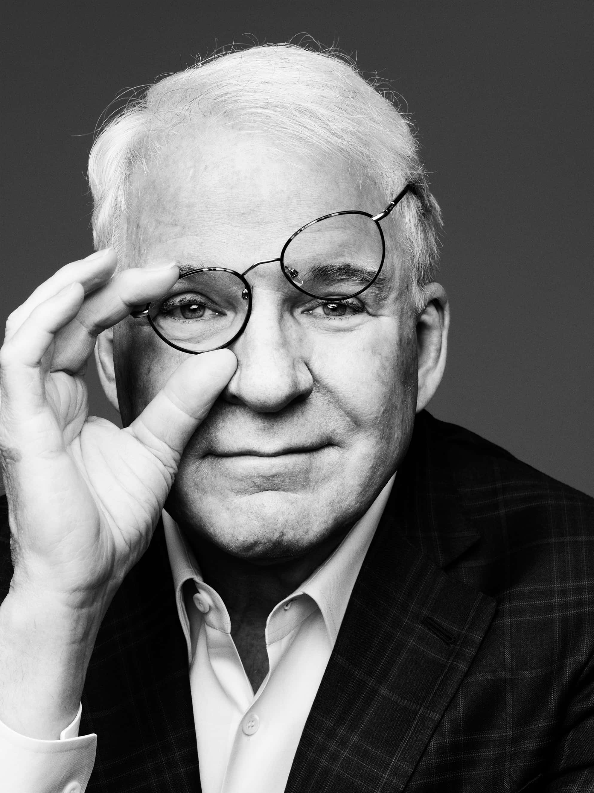 Steve Martin, 1986, black and white portrait, 2K Phone Wallpaper