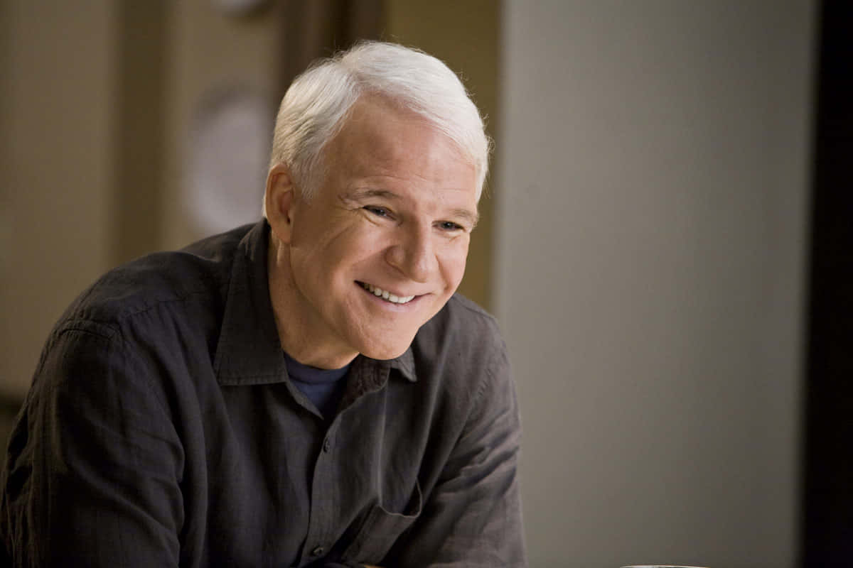 Steve Martin, white hair, dark button-up shirt, SD Desktop Wallpaper