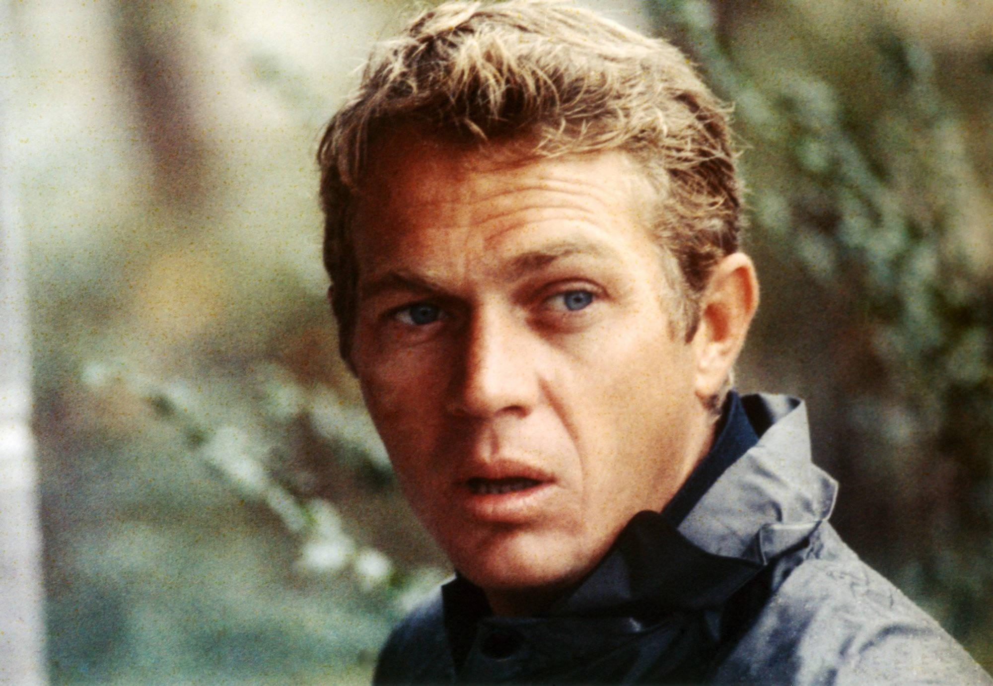 Steve McQueen, intense blue eyes, tousled hair, Full HD Desktop Wallpaper