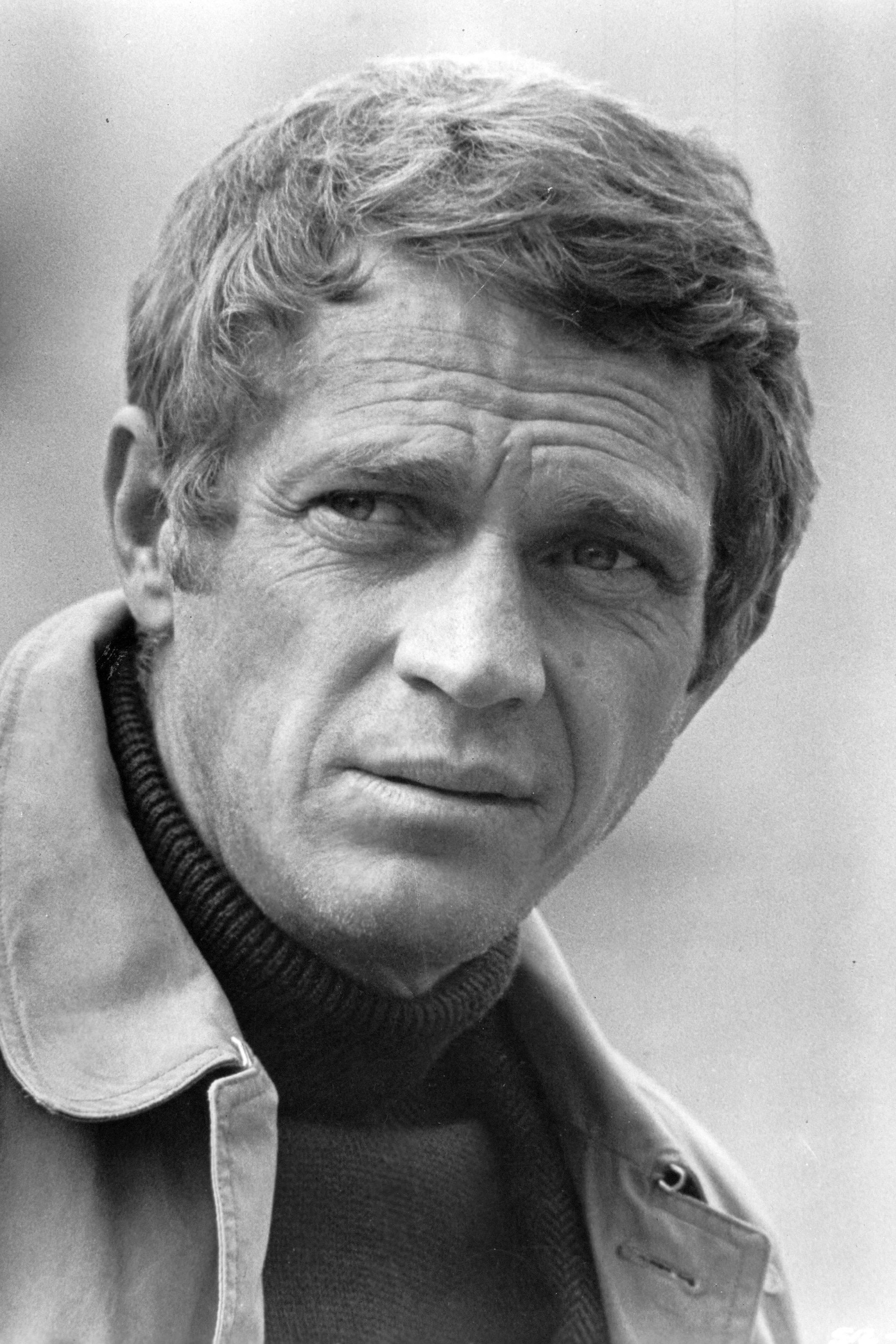 Steve McQueen, black and white, close-up portrait, 2K Phone Wallpaper