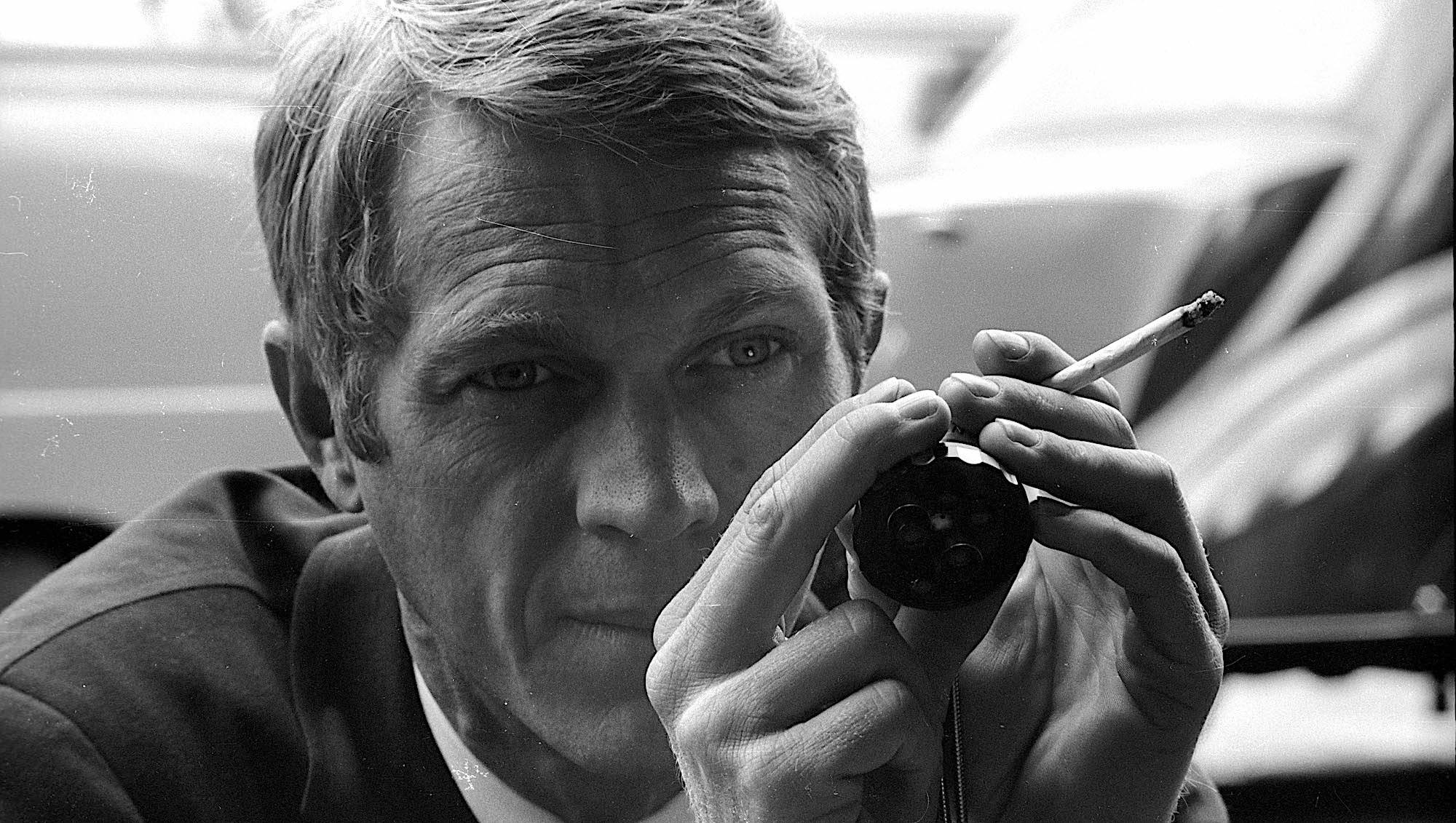 Steve McQueen, revolver, cigarette, Full HD Desktop Wallpaper