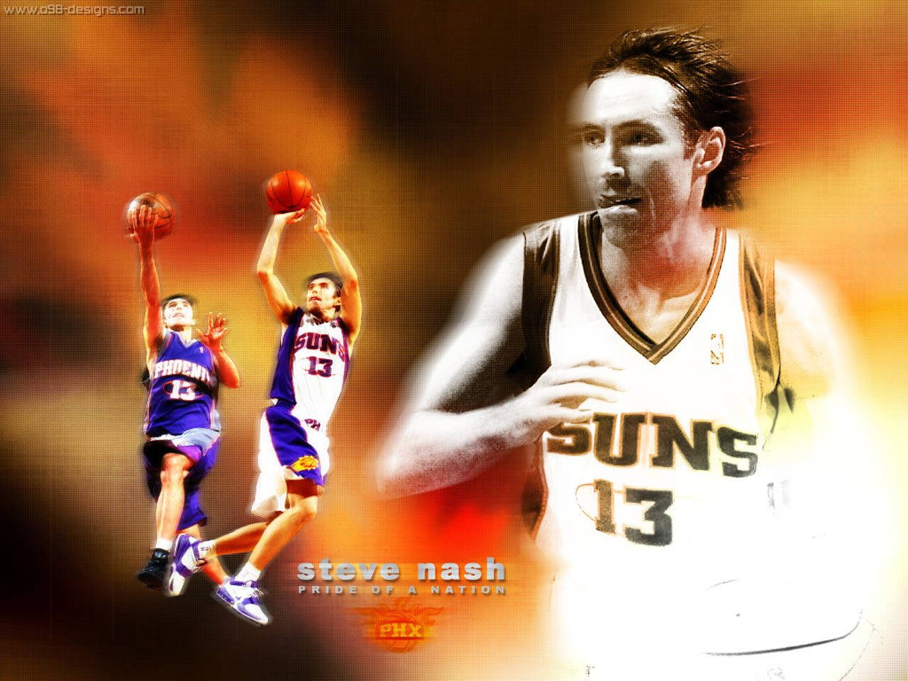 Steve Nash, basketball player, fiery orange, HD Desktop Wallpaper