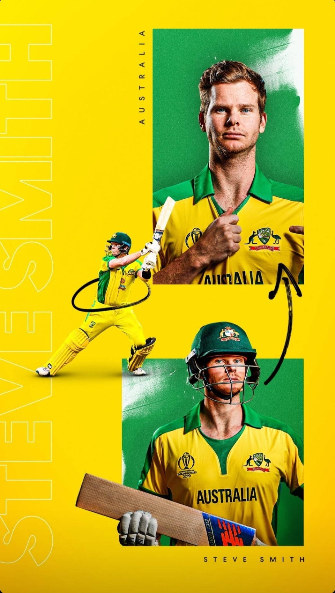 Steve Smith, Australian cricketer, vibrant yellow, HD Phone Wallpaper