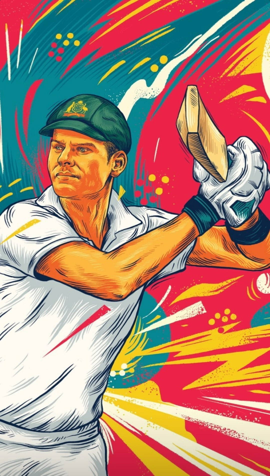 Steve Smith, cricket player, mid-swing with bat, HD Phone Wallpaper