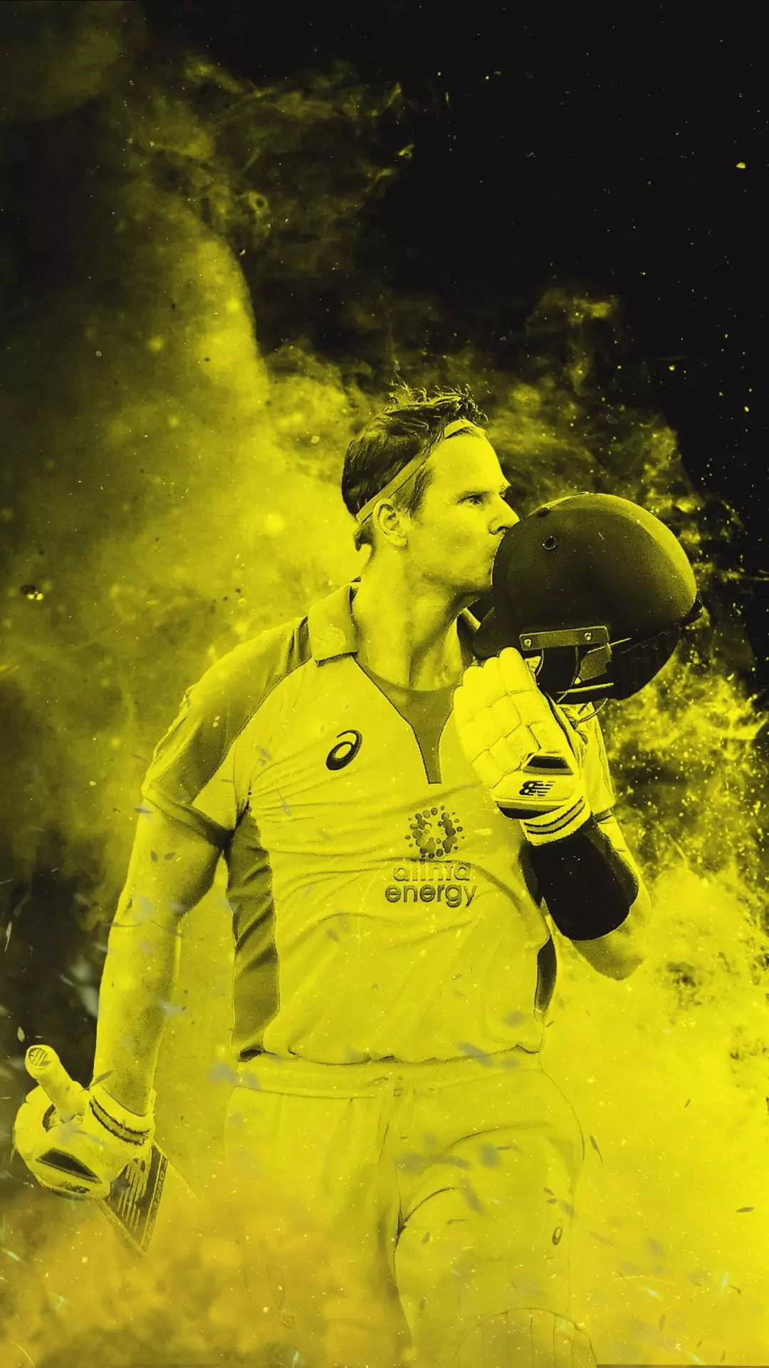 Steve Smith, yellow gear, helmet, Full HD Phone Wallpaper