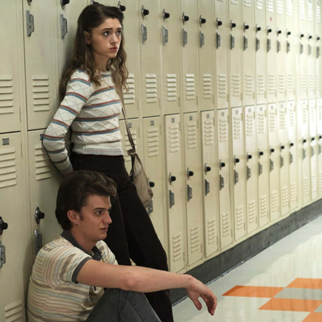 Stranger Things, school hallway scene, beige school lockers, SD Desktop Wallpaper