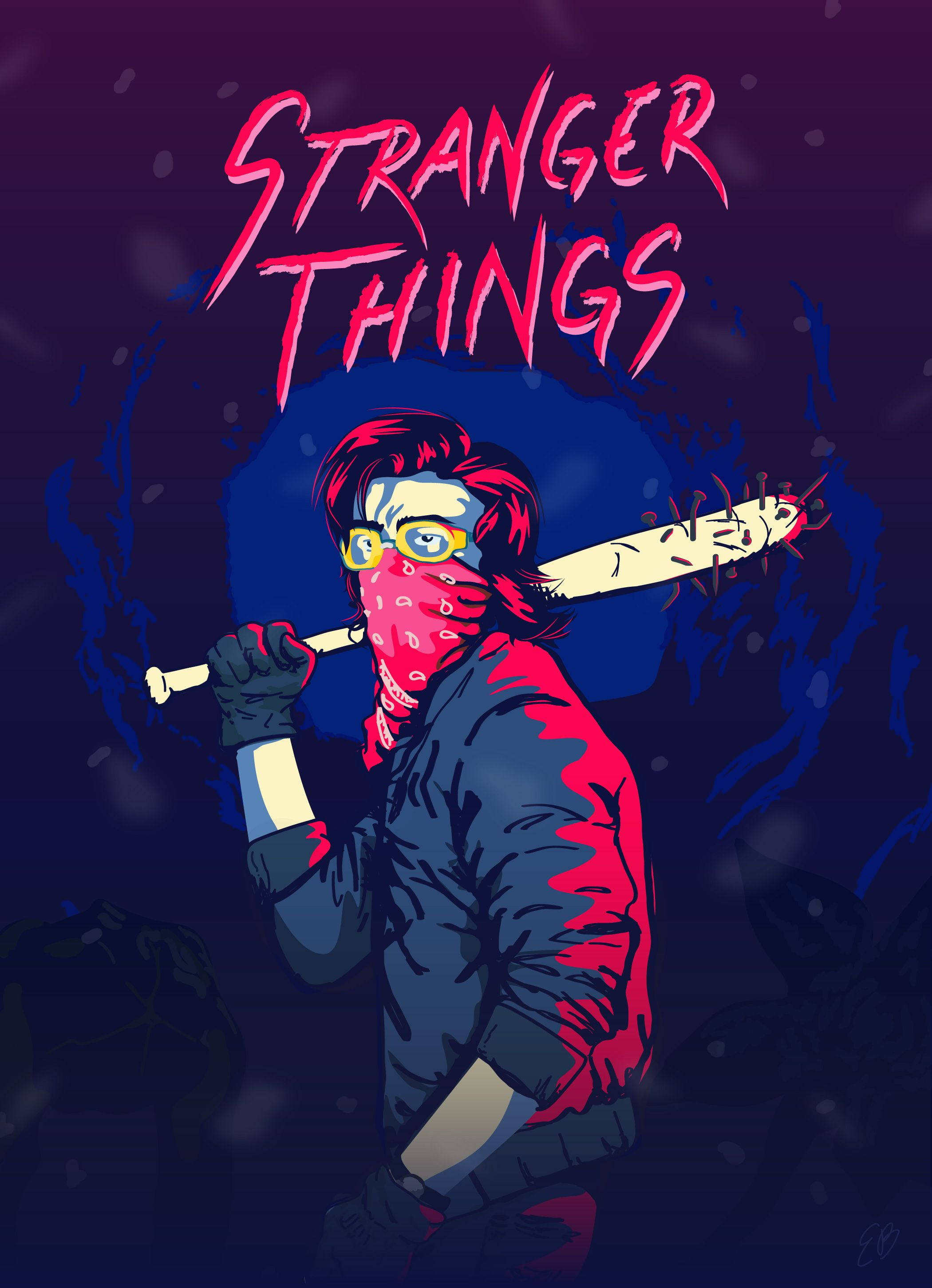 Steve, Stranger Things, baseball bat, 2K Phone Wallpaper