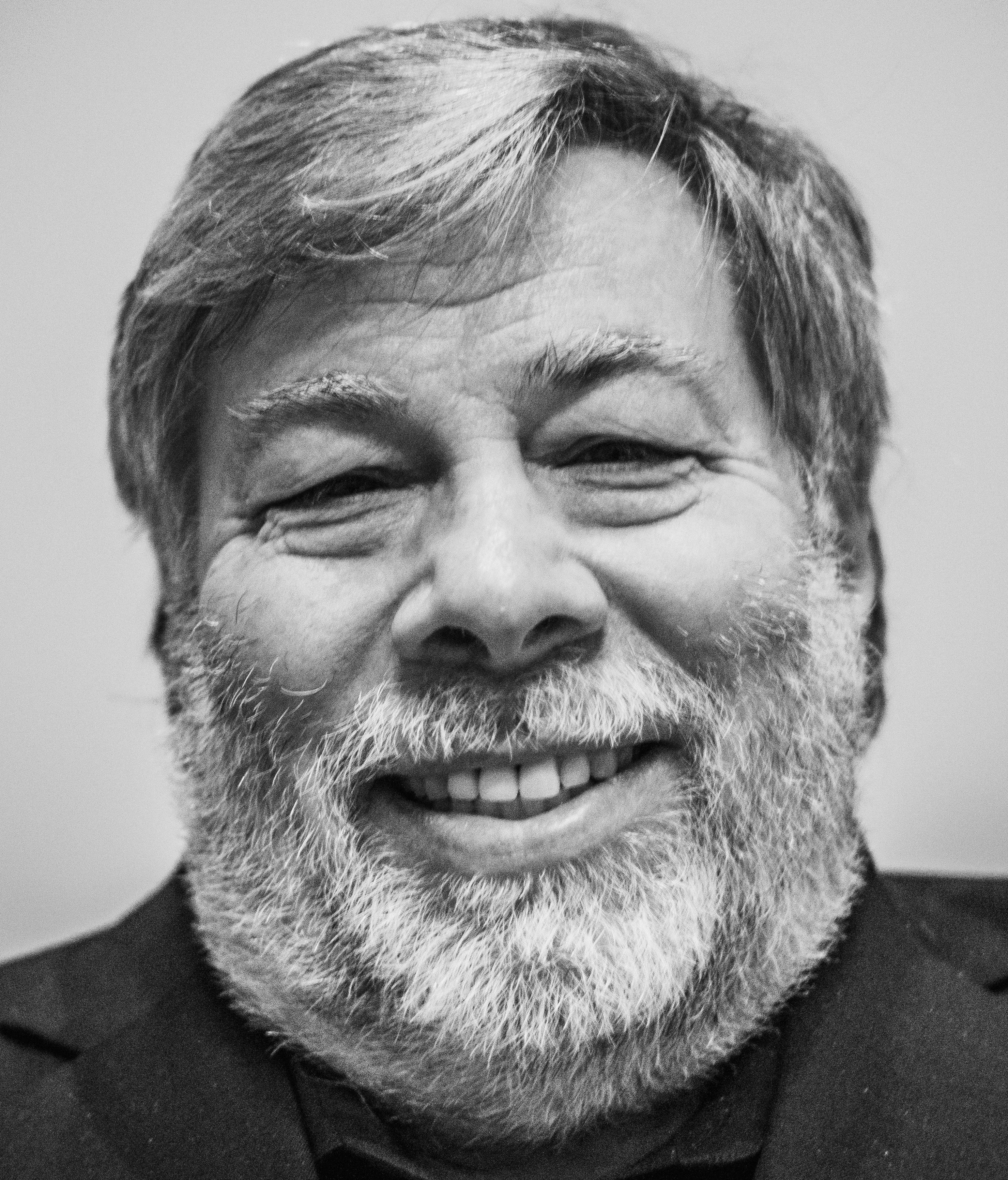 Steve Wozniak, black and white, close-up portrait, 2K Phone Wallpaper