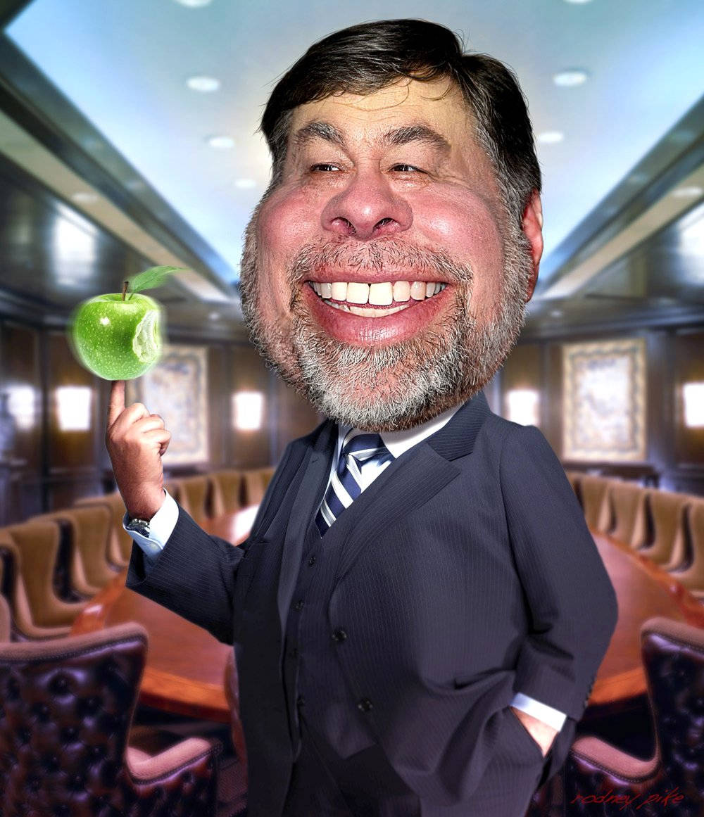 Steve Wozniak, green apple, suit, SD Phone Wallpaper