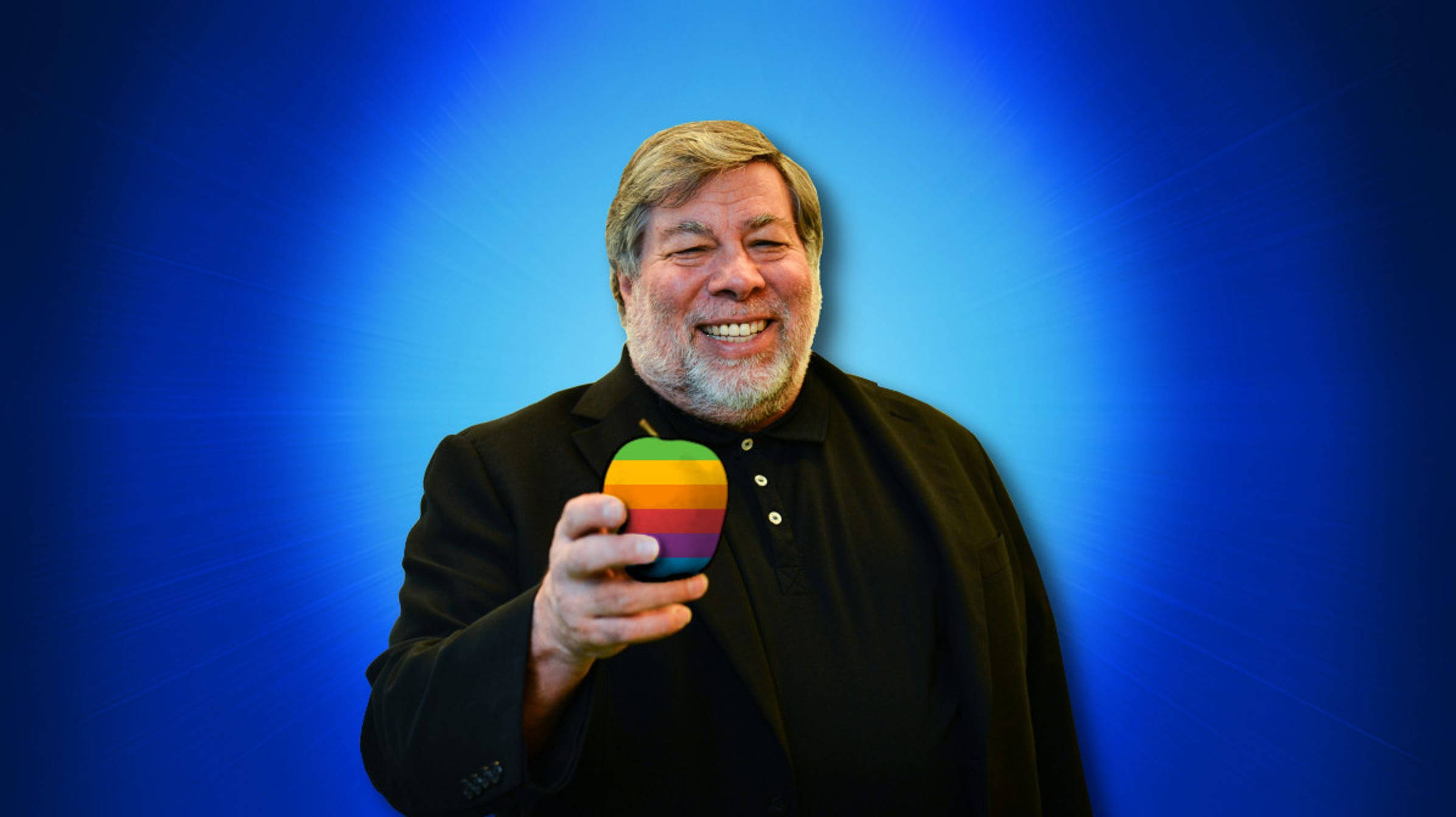 Steve Wozniak, colorful Apple logo, rainbow-colored apple, Full HD Desktop Wallpaper