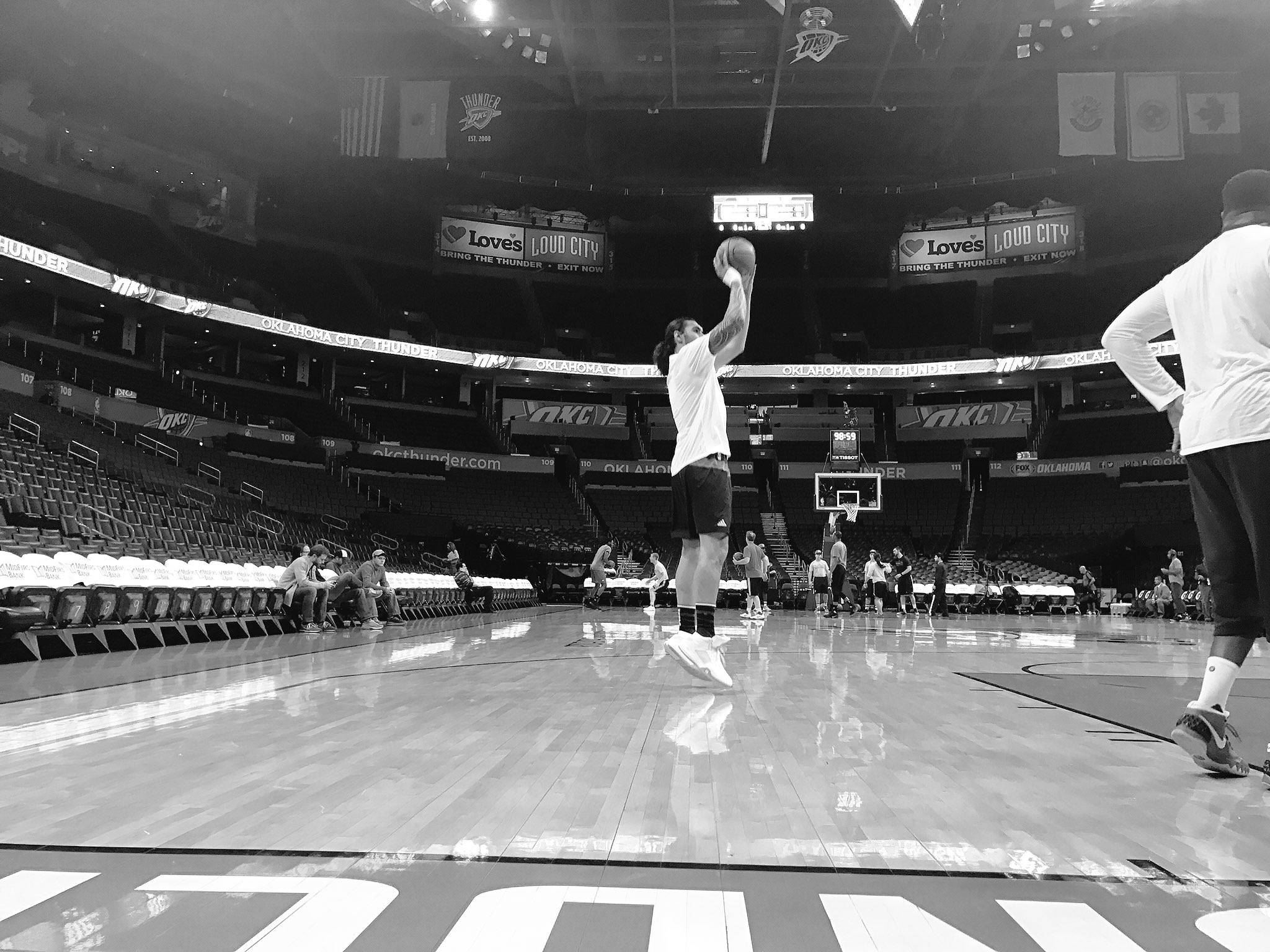 Steven Adams, black and white, basketball player, Full HD Desktop Wallpaper