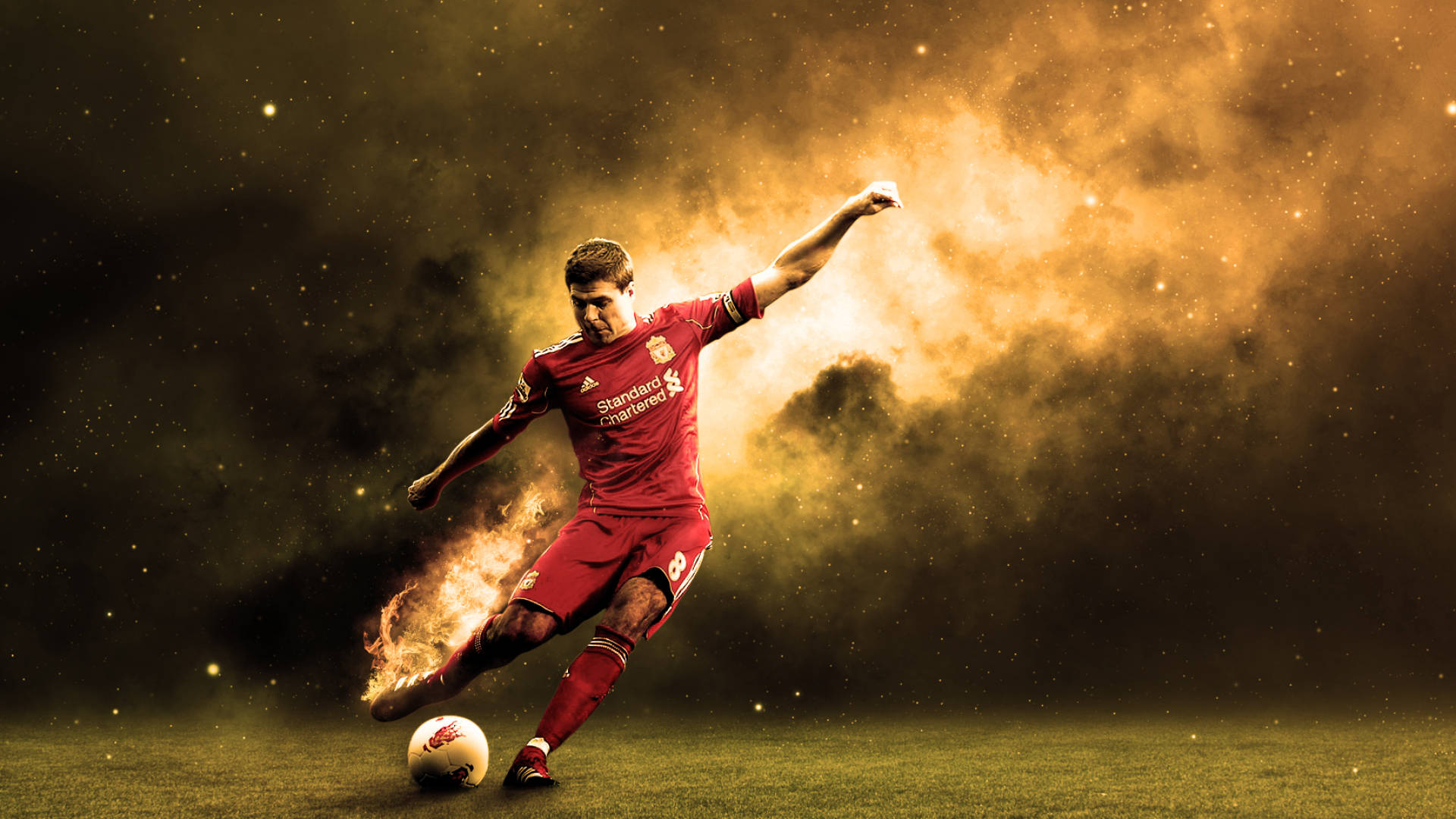 Steven Gerrard, red, fiery energy, Full HD Desktop Wallpaper