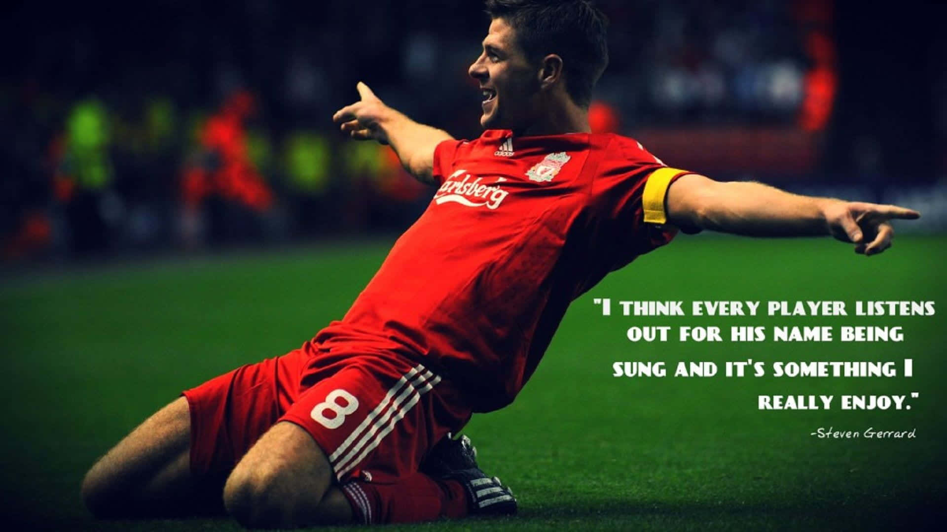 Steven Gerrard, red kit, grass, Full HD Desktop Wallpaper