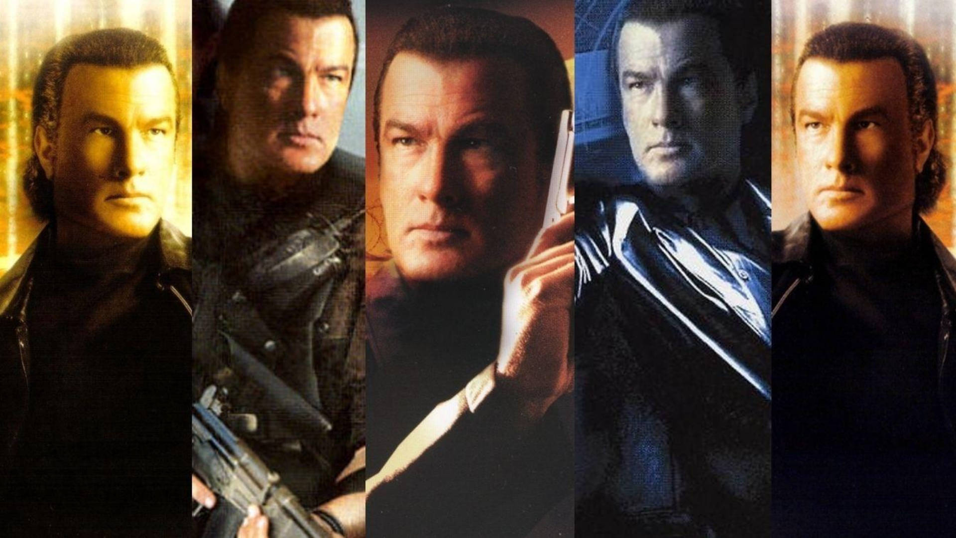 Steven Seagal, collage portrait, dramatic portraits, Full HD Desktop Wallpaper