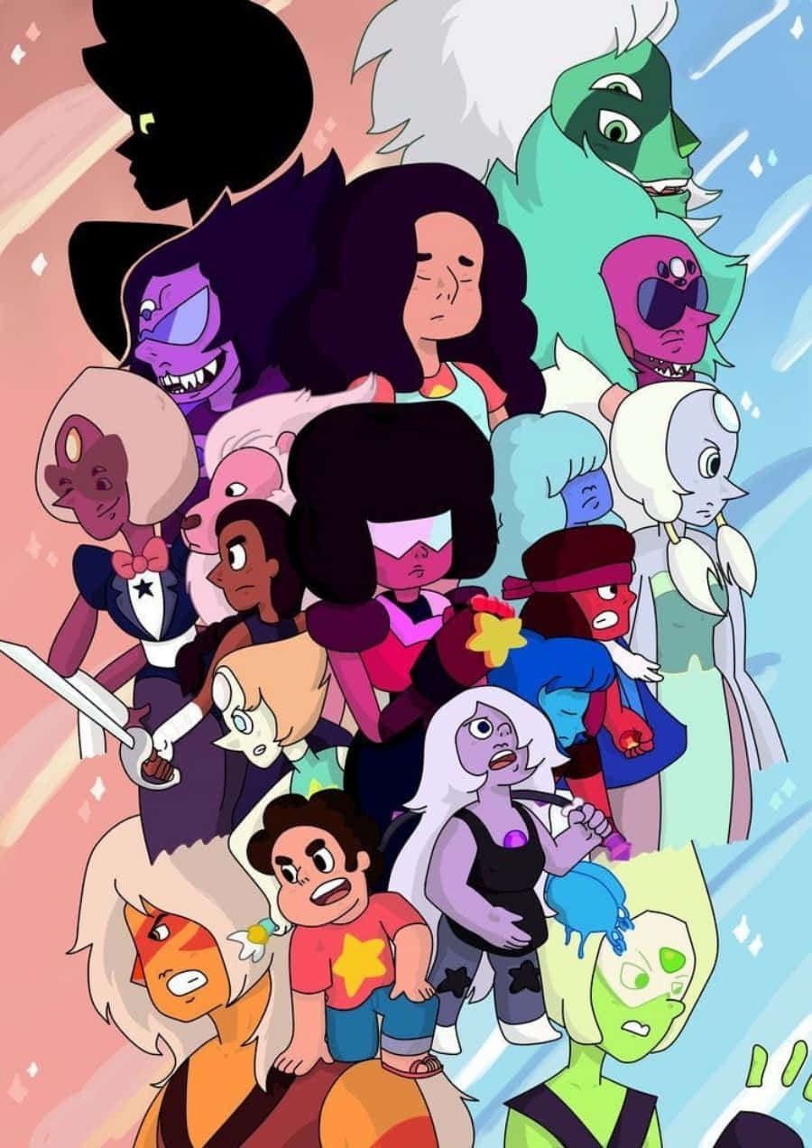 Steven Universe Characters, Pink Blue, anime-style, SD Phone Wallpaper