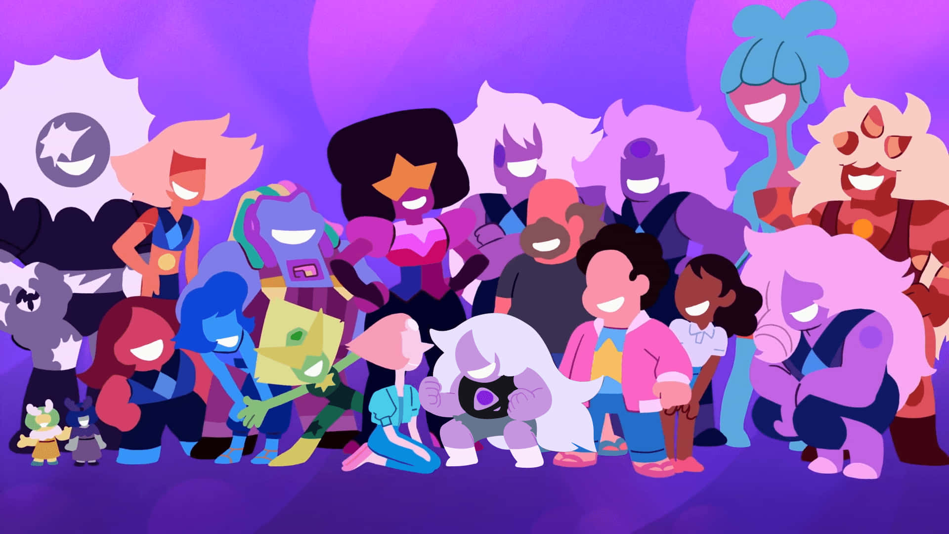 Steven Universe, animated characters, colorful gemstone-like features, Full HD Desktop Wallpaper