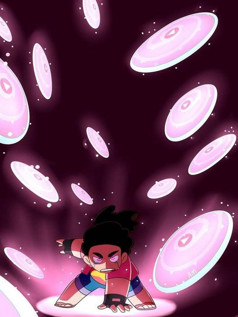 Steven Universe, red outfit, glowing pink discs, SD Phone Wallpaper
