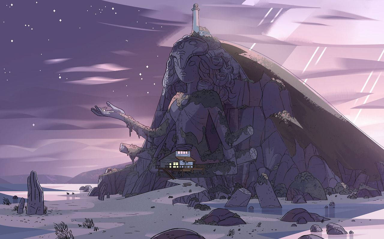 Steven Universe, glowing house, giant stone statue, HD Desktop Wallpaper