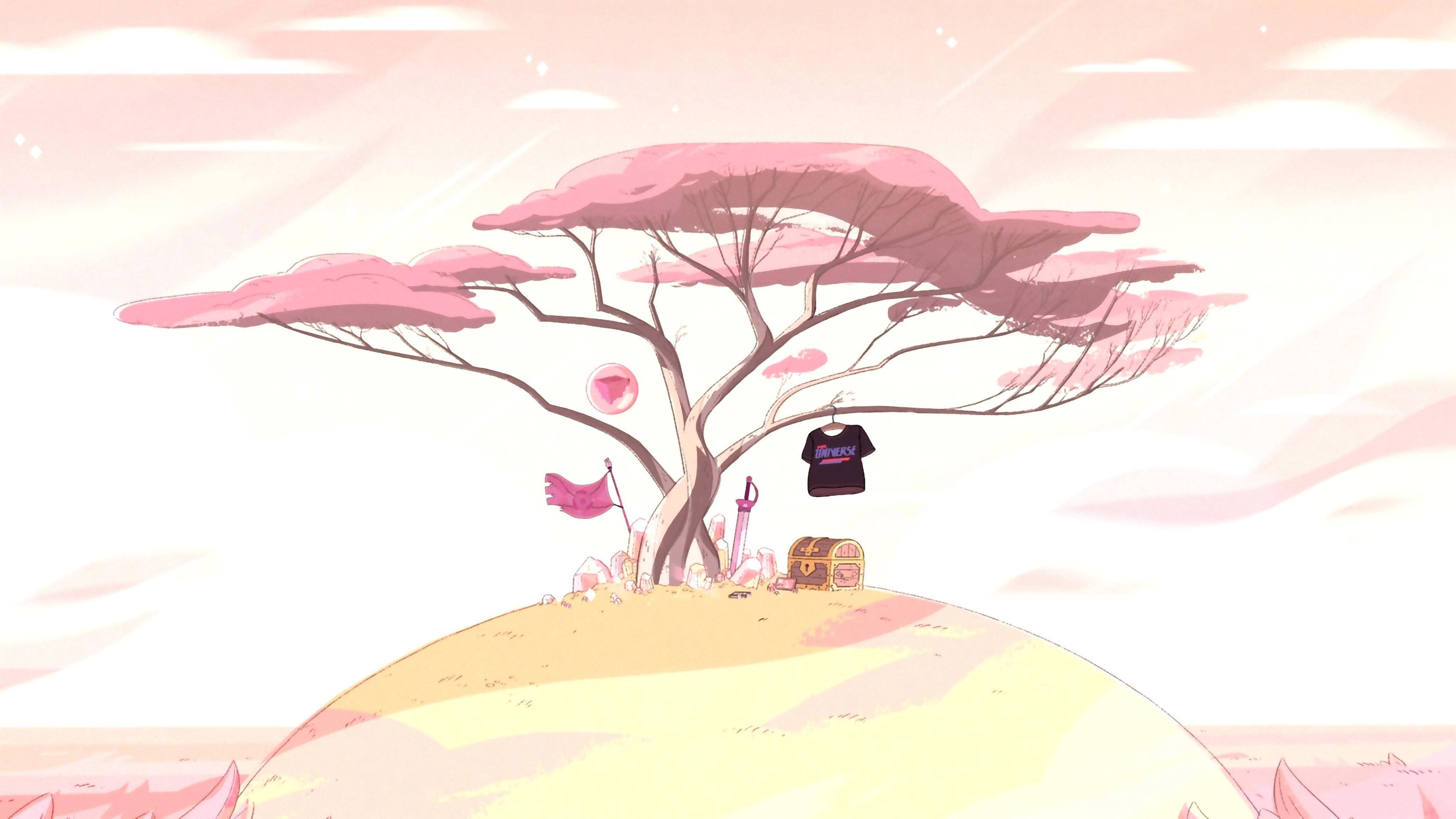 Pink Tree, Steven Universe, iPad, 4K Desktop Wallpaper
