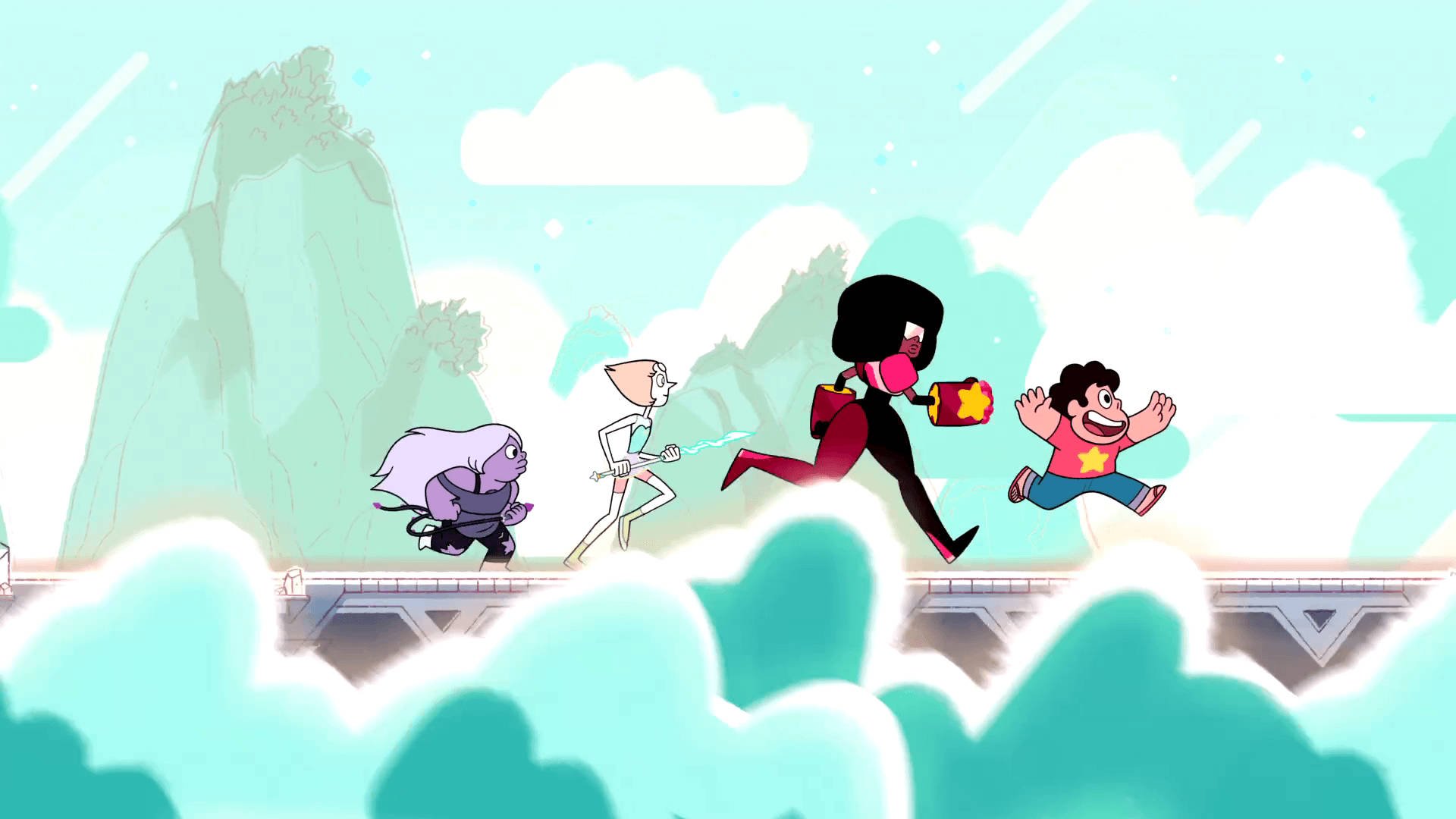 Steven Universe, pastel sky, floating clouds, Full HD Desktop Wallpaper