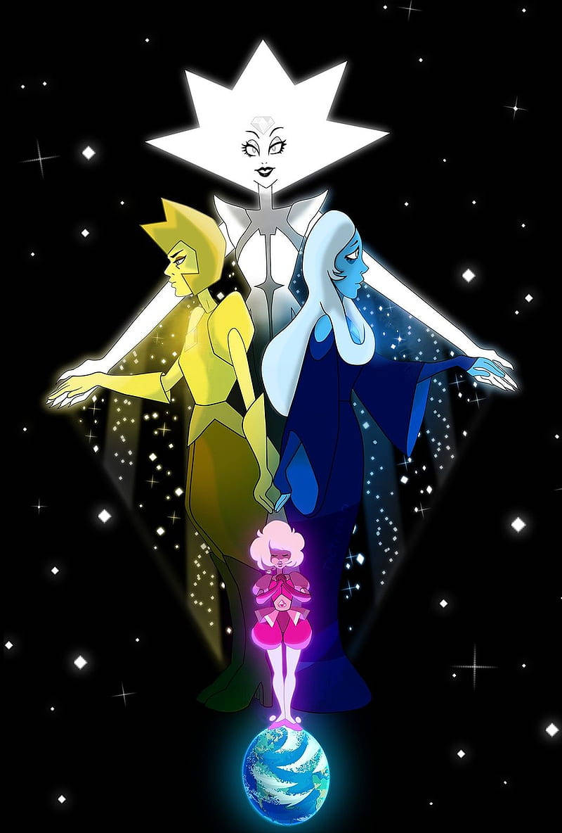 Steven Universe, diamonds, glowing planet, SD Phone Wallpaper