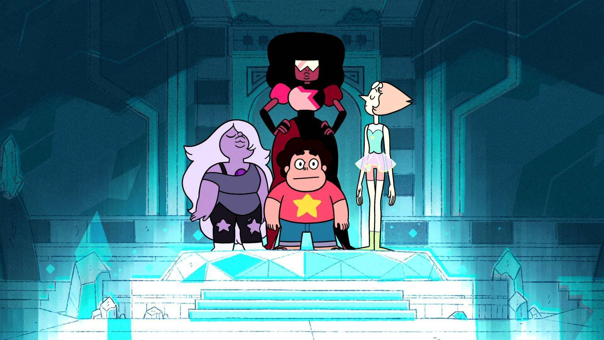 Steven Universe, glowing blue crystal platform, futuristic temple, Full HD Desktop Wallpaper