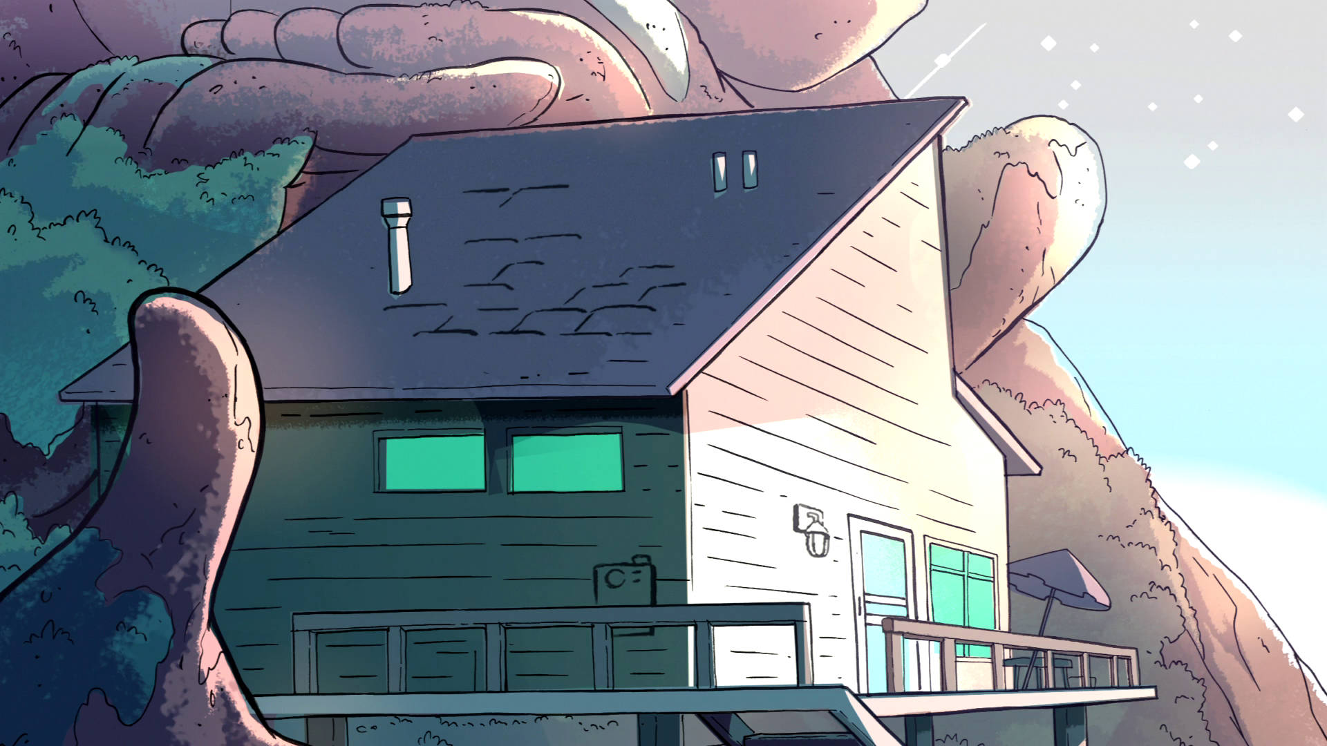 Steven Universe, house, starry sky, Full HD Desktop Wallpaper