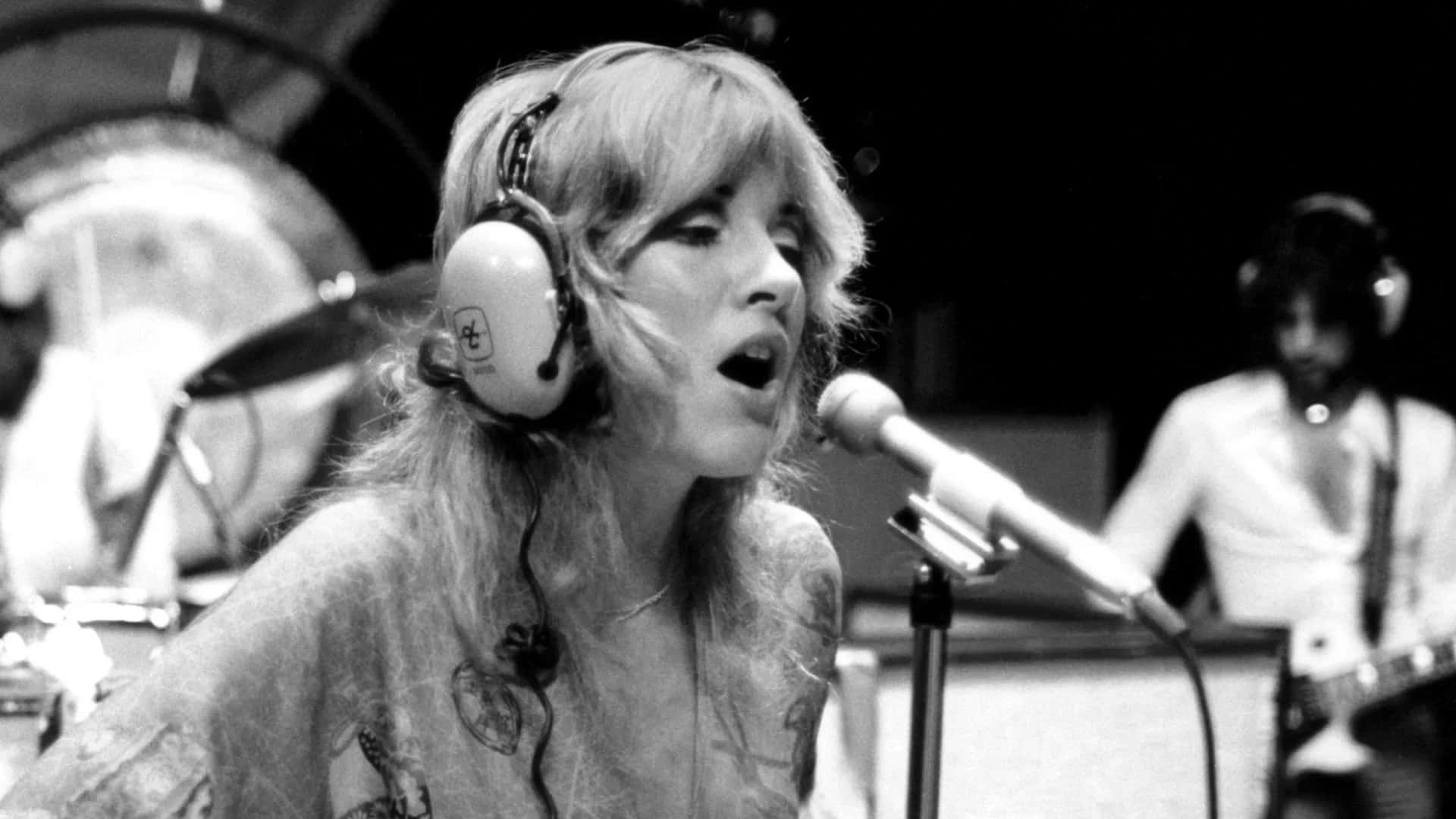 Stevie Nicks, black and white photo, female singer, Full HD Desktop Wallpaper