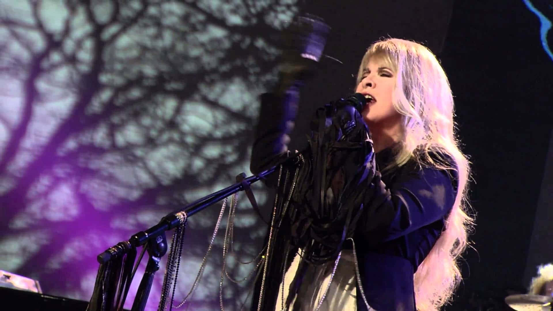 Stevie Nicks, purple lighting, tree silhouettes, Full HD Desktop Wallpaper