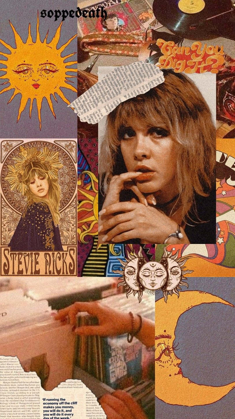Stevie Nicks, sun and moon motifs, vintage records, HD Phone Wallpaper