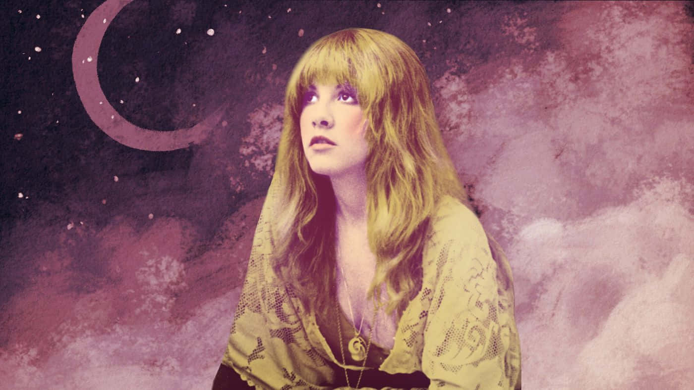 Stevie Nicks, long blonde hair, dreamy purple cosmic backdrop, HD Desktop Wallpaper