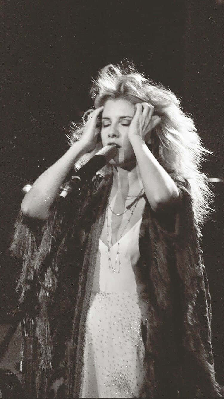 Stevie Nicks, black and white photo, female singer, HD Phone Wallpaper