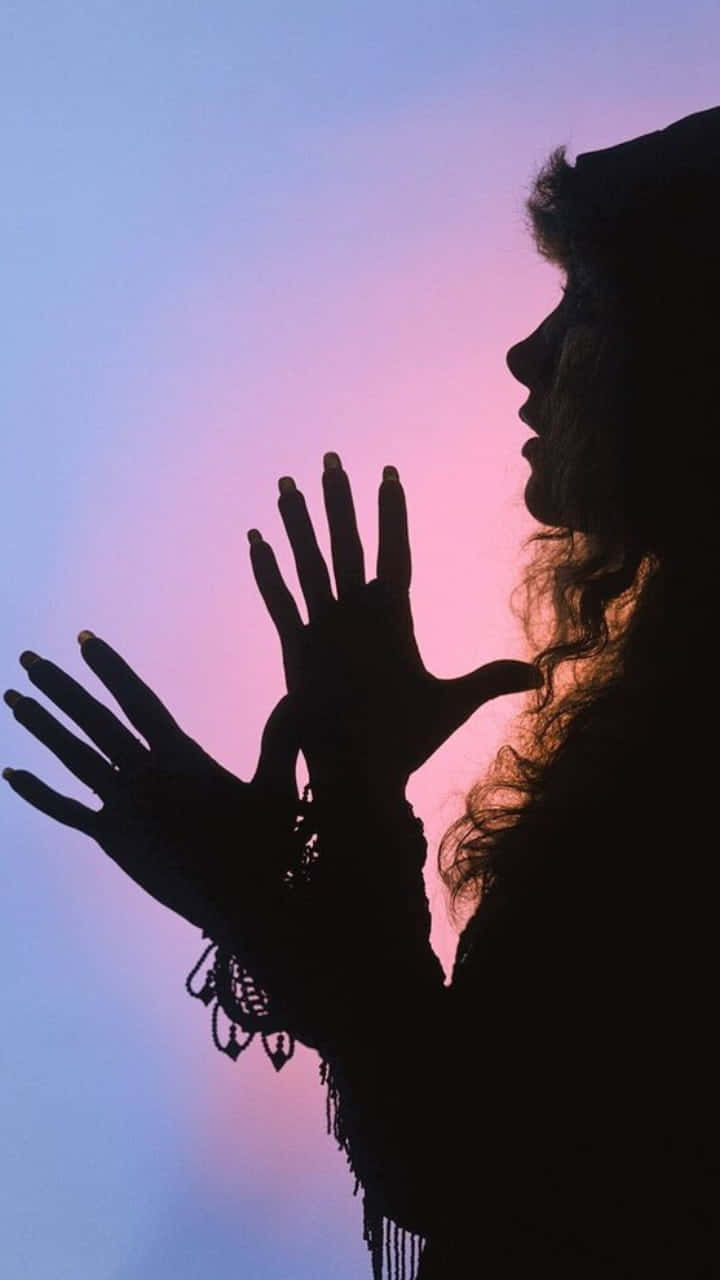 Stevie Nicks, silhouette, pink and blue twilight sky, HD Phone Wallpaper