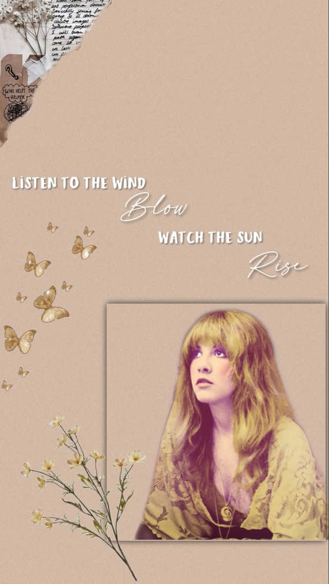 Stevie Nicks, golden butterflies, delicate flowers, SD Phone Wallpaper