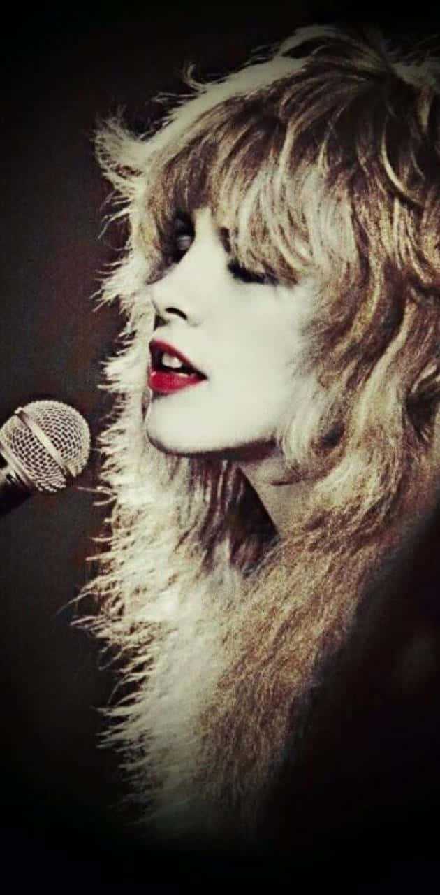 Stevie Nicks, vintage microphone, dramatic stage lighting, HD Phone Wallpaper
