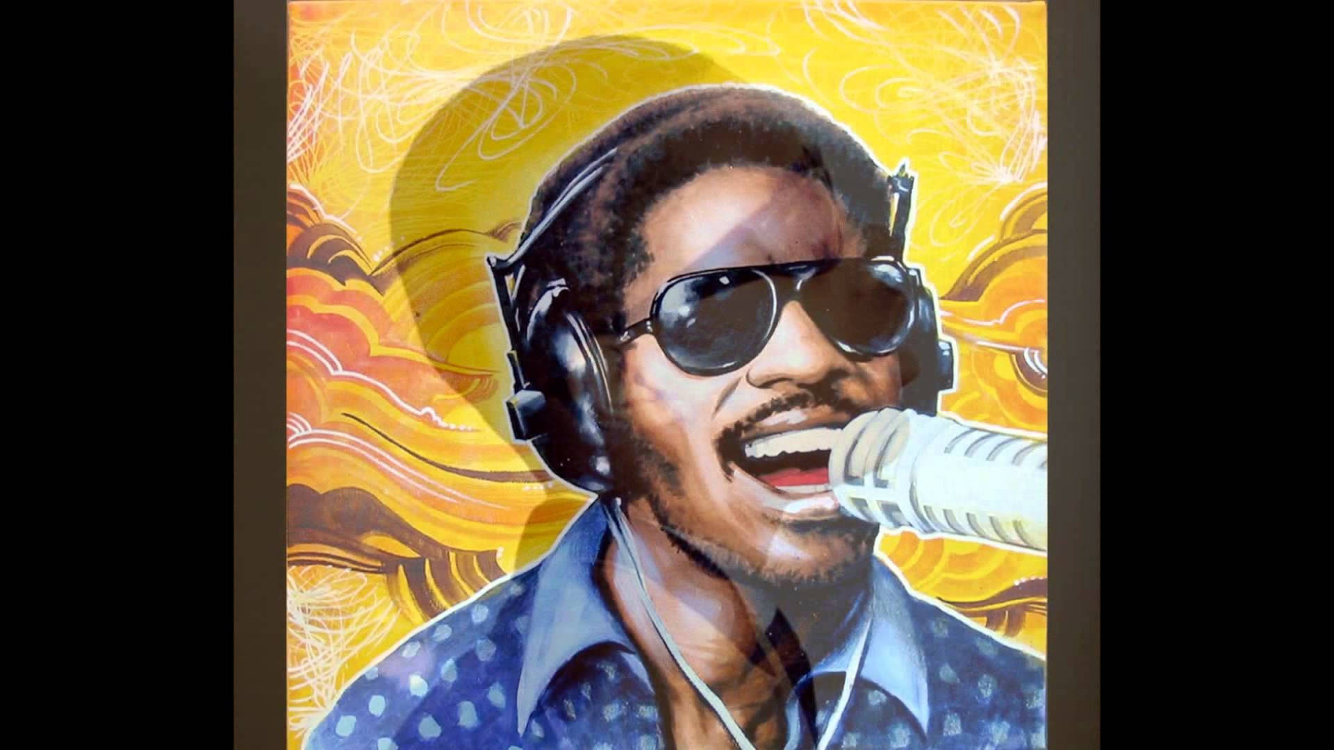 Stevie Wonder, yellow painting, sunglasses, Full HD Desktop Wallpaper