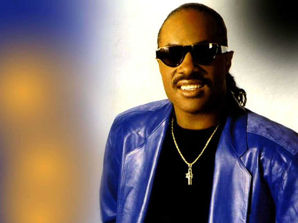 Stevie Wonder, blue leather jacket, sunglasses, SD Desktop Wallpaper