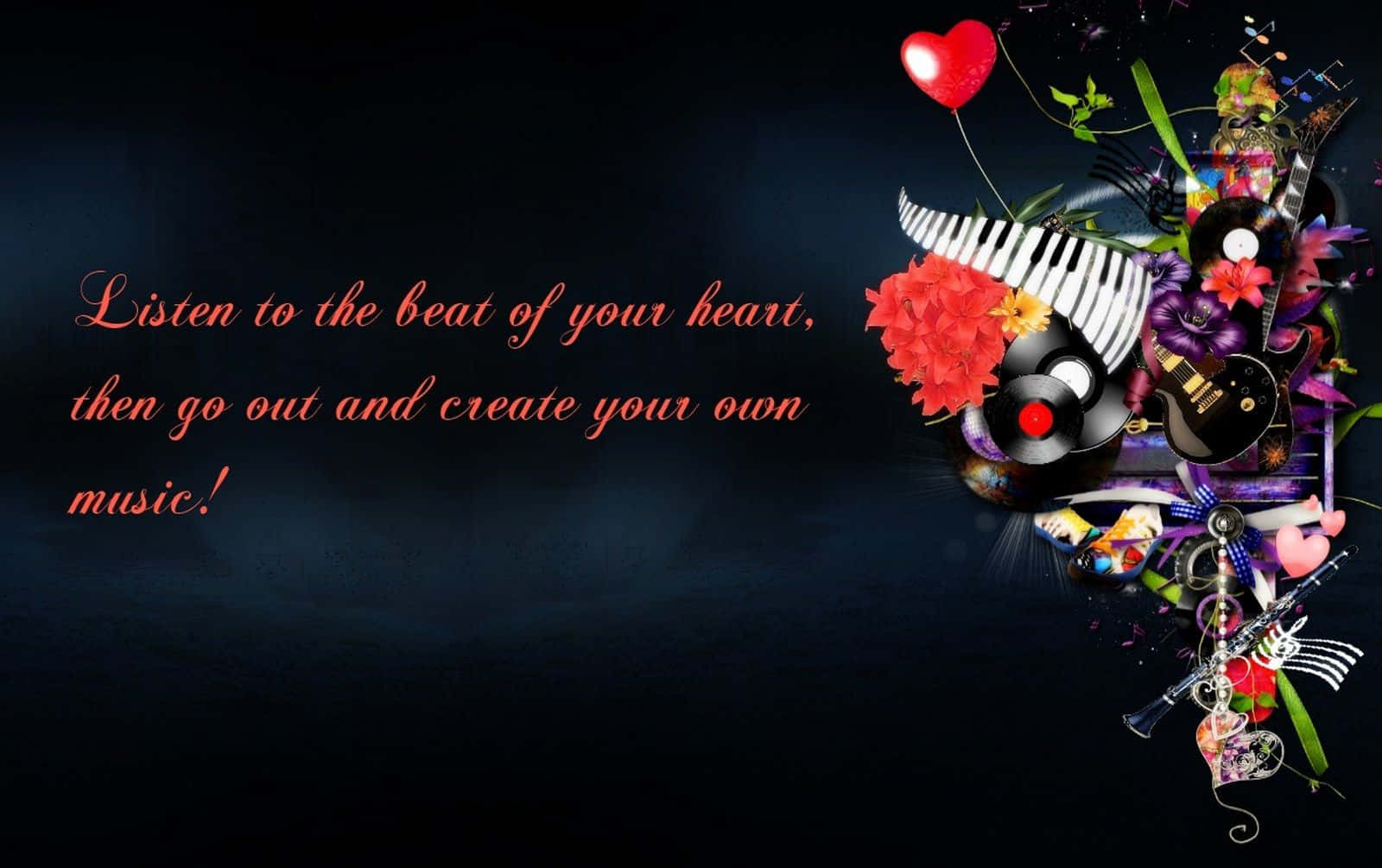 Stevie Wonder, red cursive text, musical instruments, HD Desktop Wallpaper