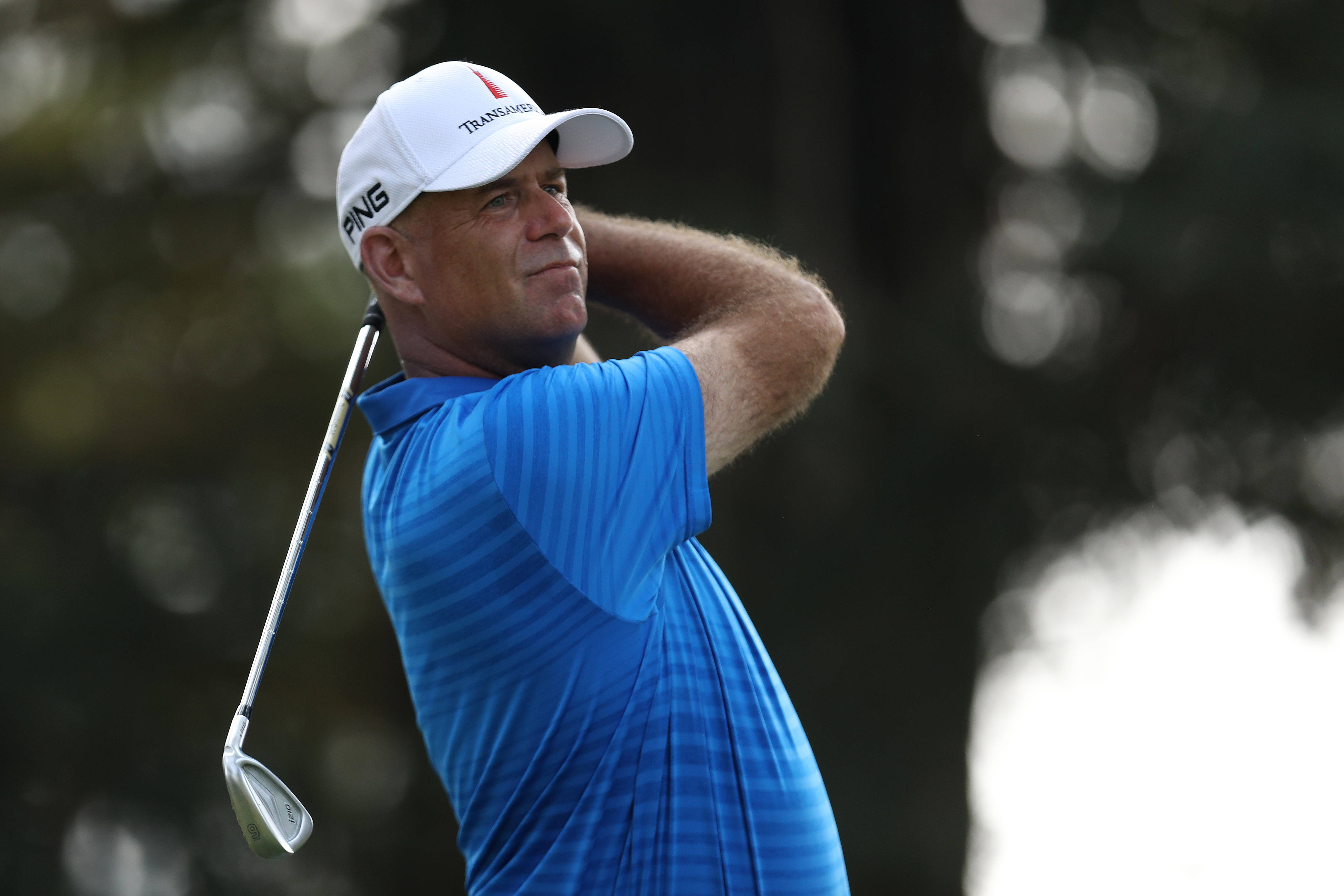Stewart Cink, blue striped shirt, white cap, 4K Desktop Wallpaper