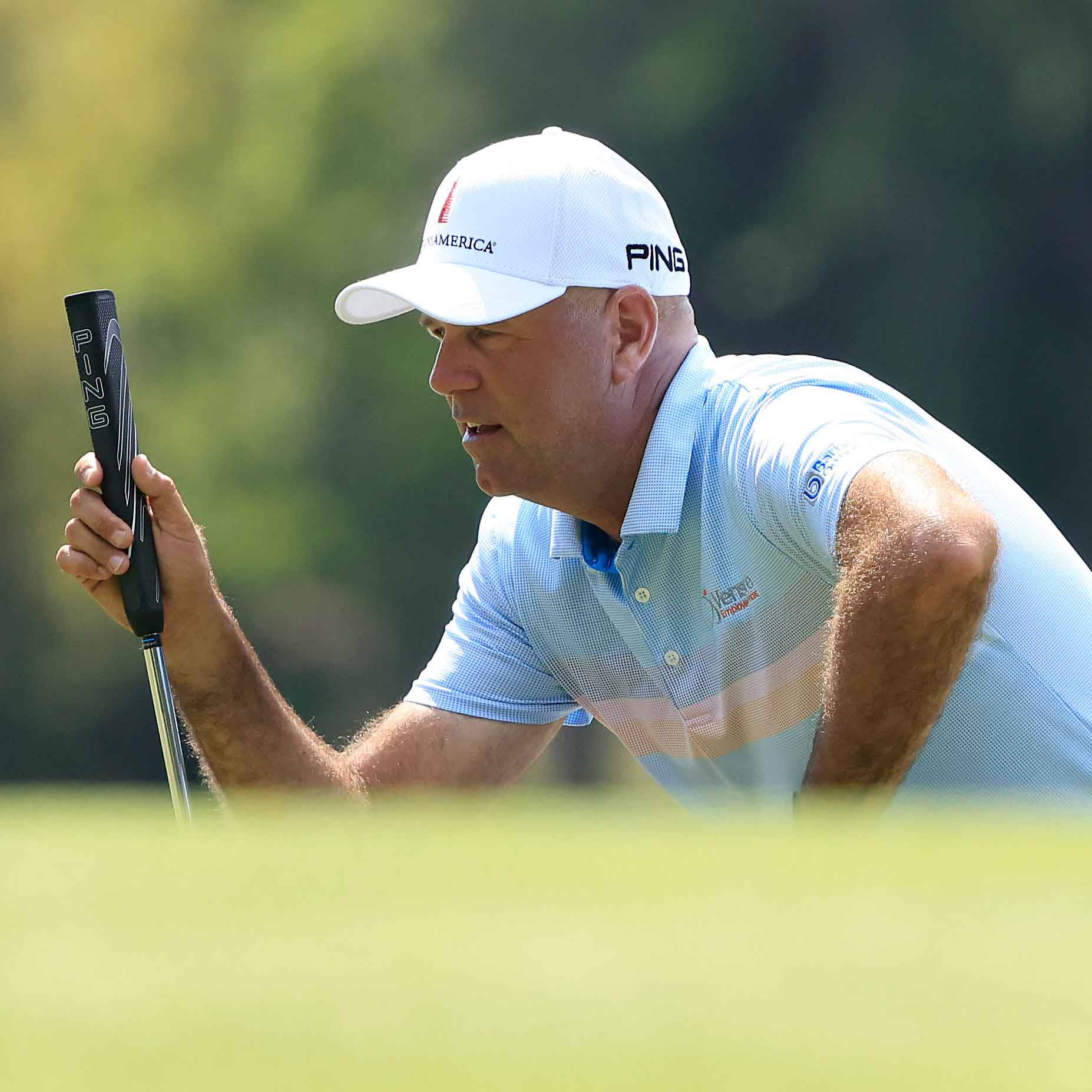 Stewart Cink, light blue polo, white cap, HD Desktop Wallpaper