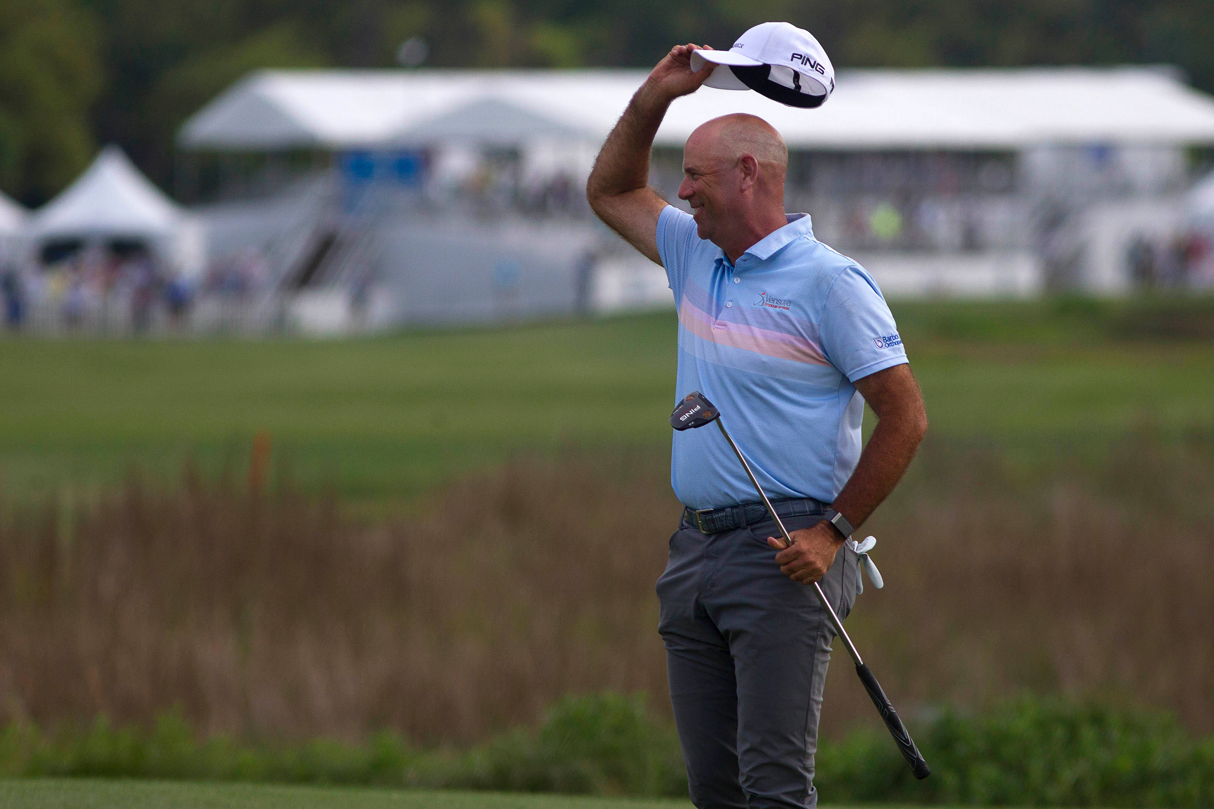 Stewart Cink, white cap, light blue shirt, 4K Desktop Wallpaper