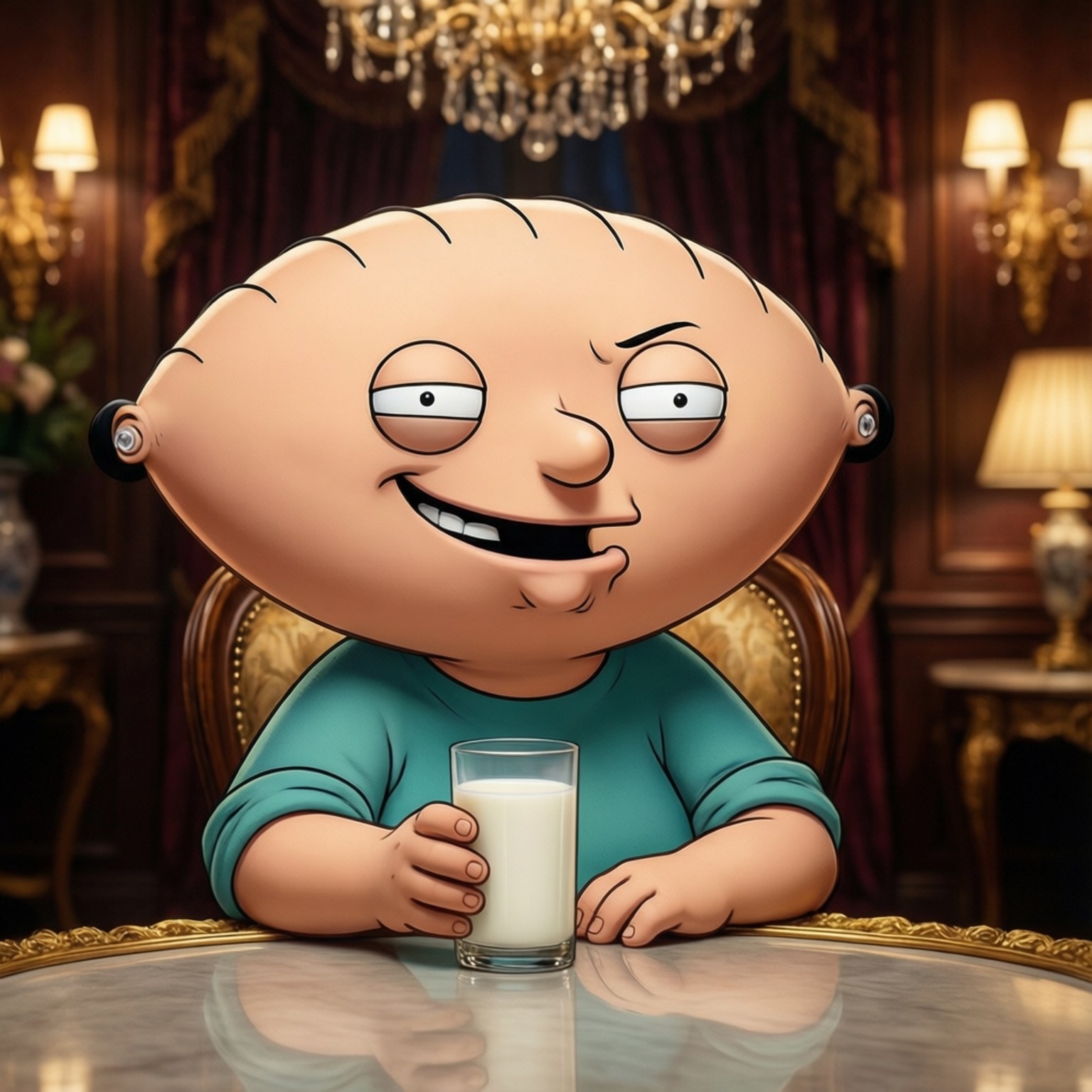 Stewie Griffin, gilded table, lavish room, HD Desktop Wallpaper