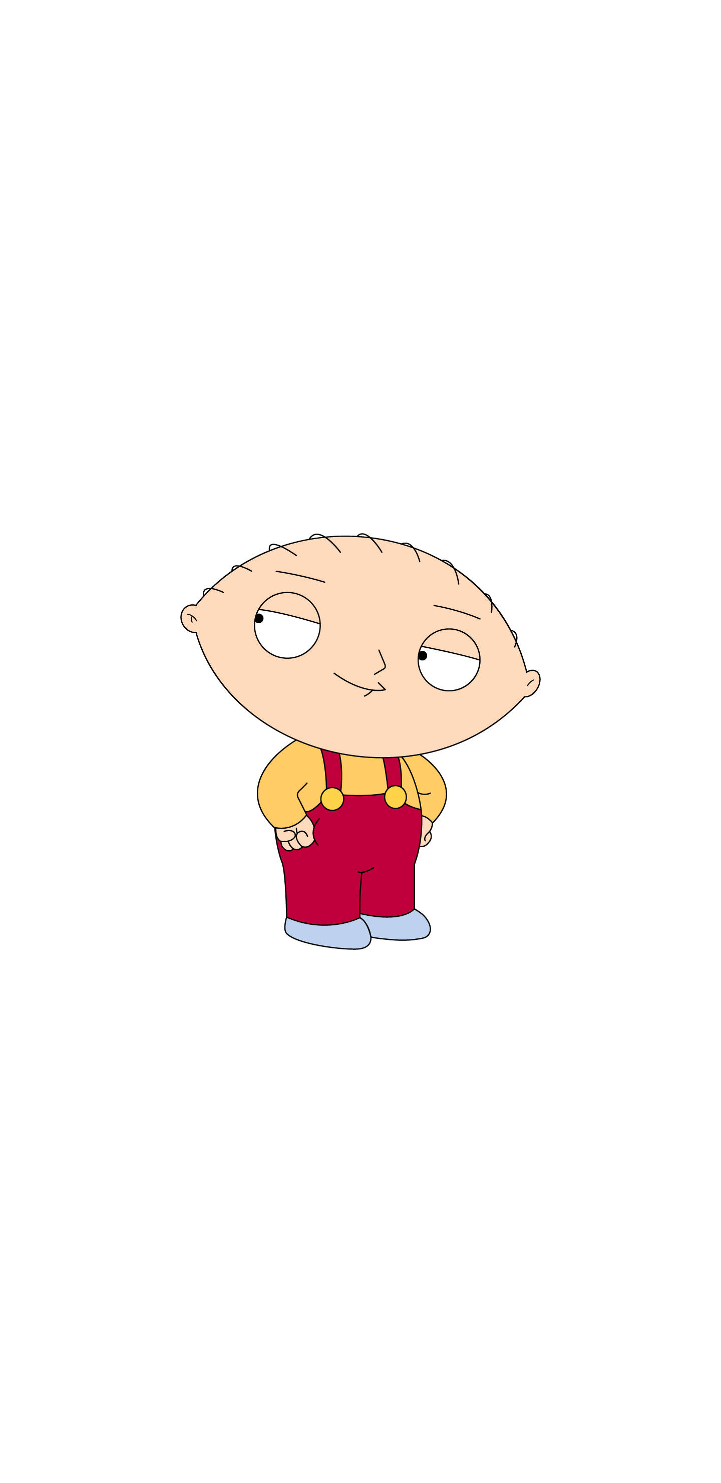 Stewie Griffin, red overalls, yellow shirt, 2K Phone Wallpaper