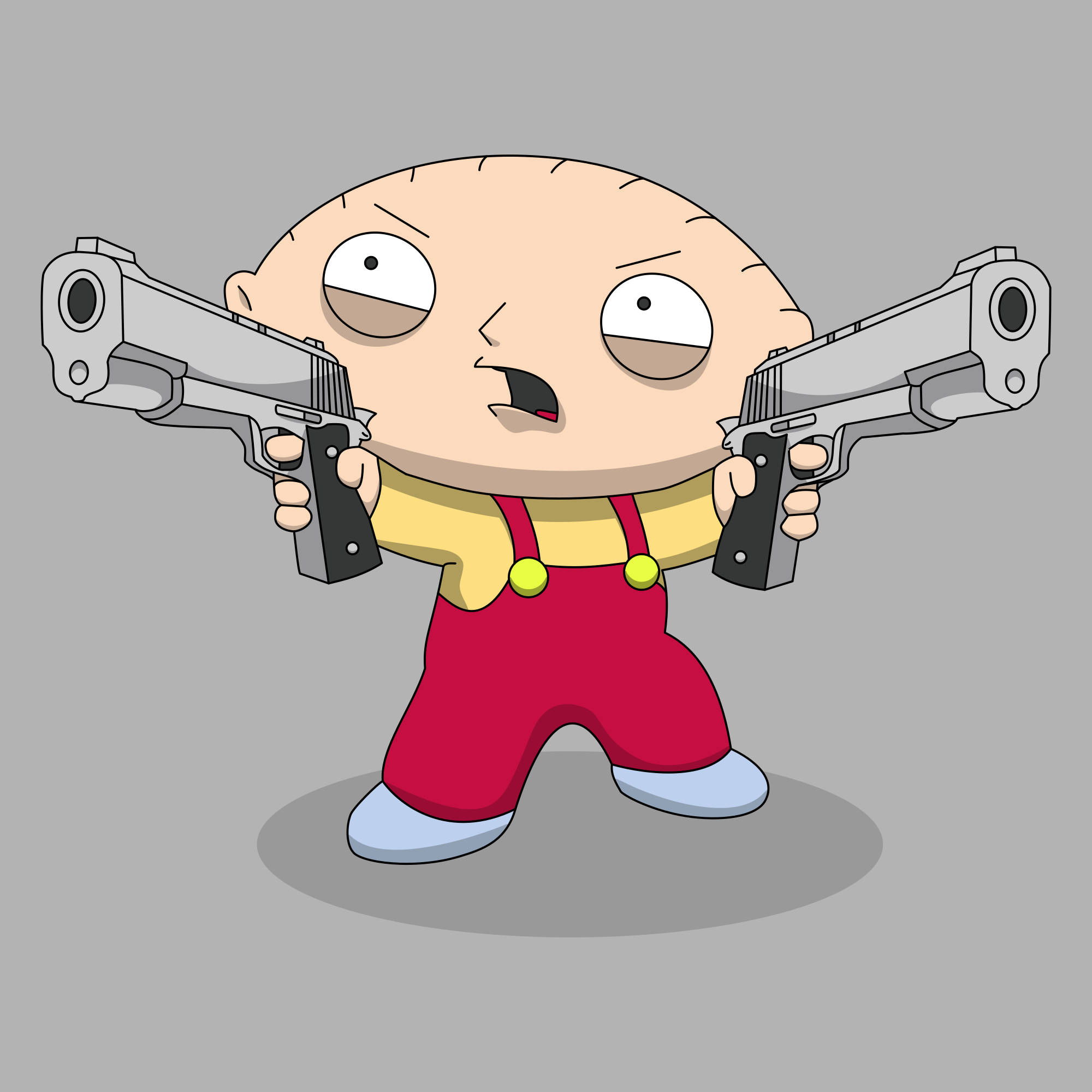 Stewie Griffin, red overalls, two pistols, Full HD Desktop Wallpaper