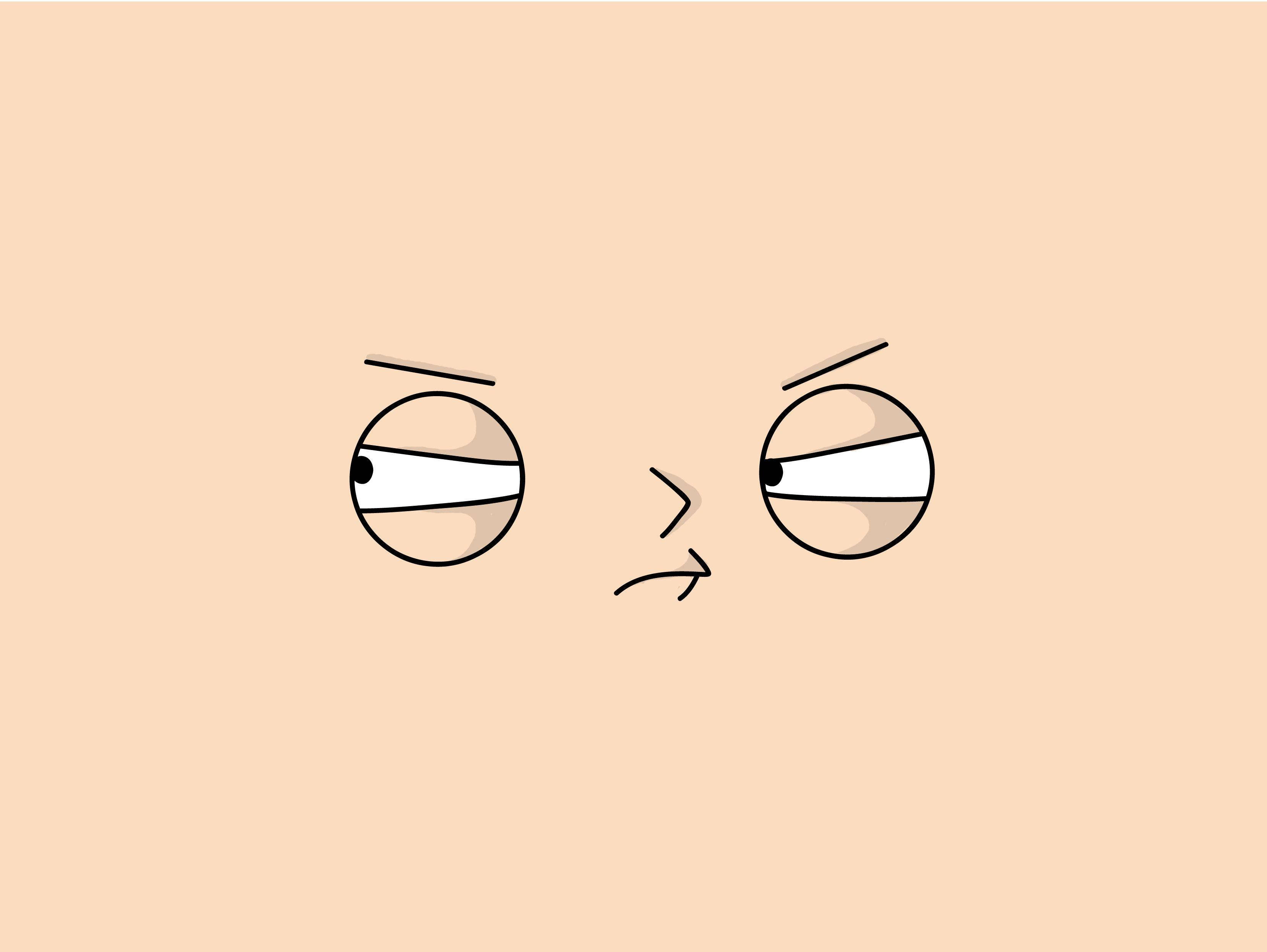 Stewie Griffin, minimalist cartoon face, narrowed eyes, 2K Desktop Wallpaper